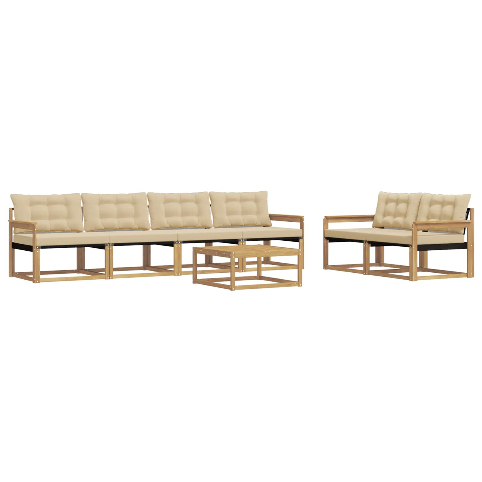 vidaXL Zestaw sof na zewnątrz 7 pcs Biały i Beżowy 79 x 79 x 37 cm