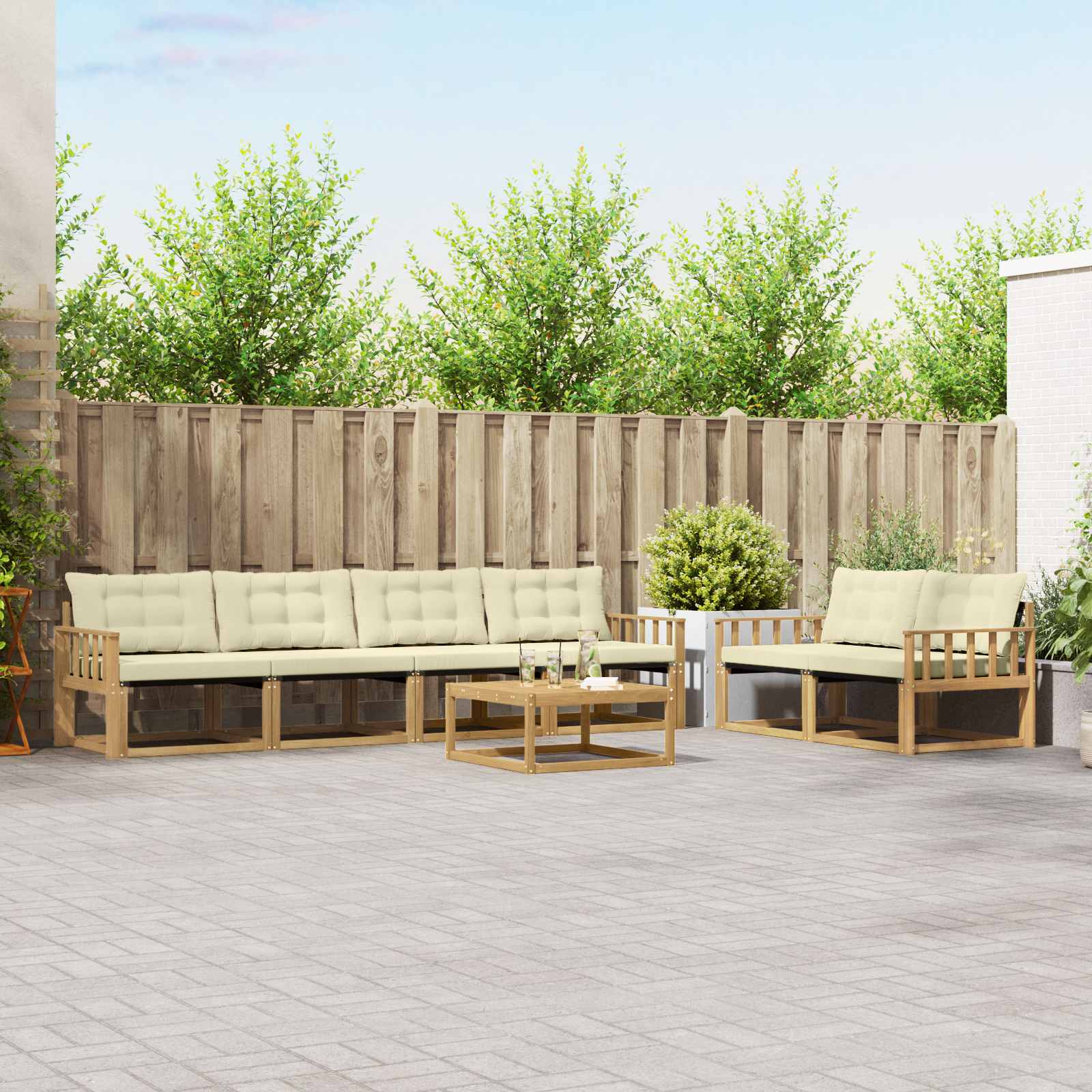 vidaXL Zestaw sof na zewnątrz 7 pcs Biały i kremowy 79 x 79 x 37 cm