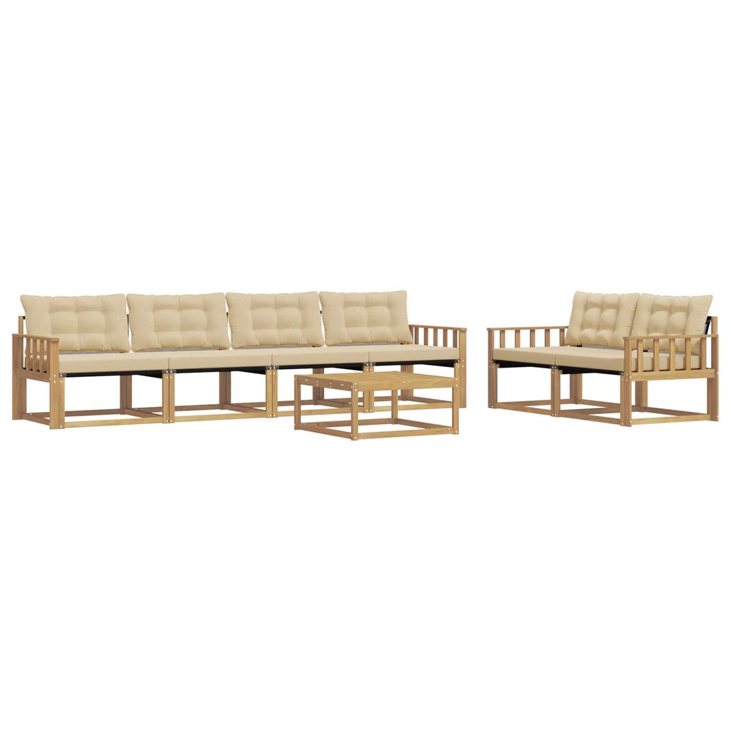 vidaXL Zestaw sof na zewnątrz 7 pcs Biały i Beżowy 79 x 79 x 37 cm