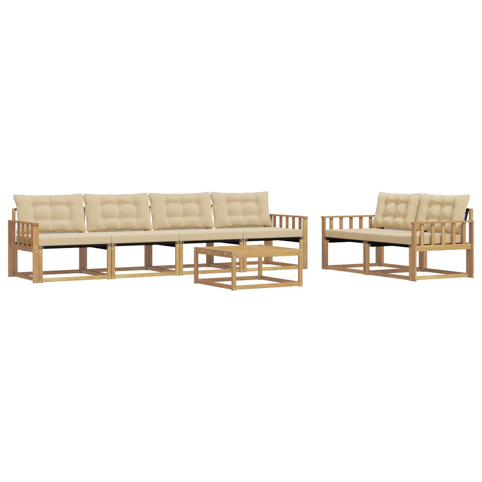 vidaXL Zestaw sof na zewnątrz 7 pcs Biały i Beżowy 79 x 79 x 37 cm
