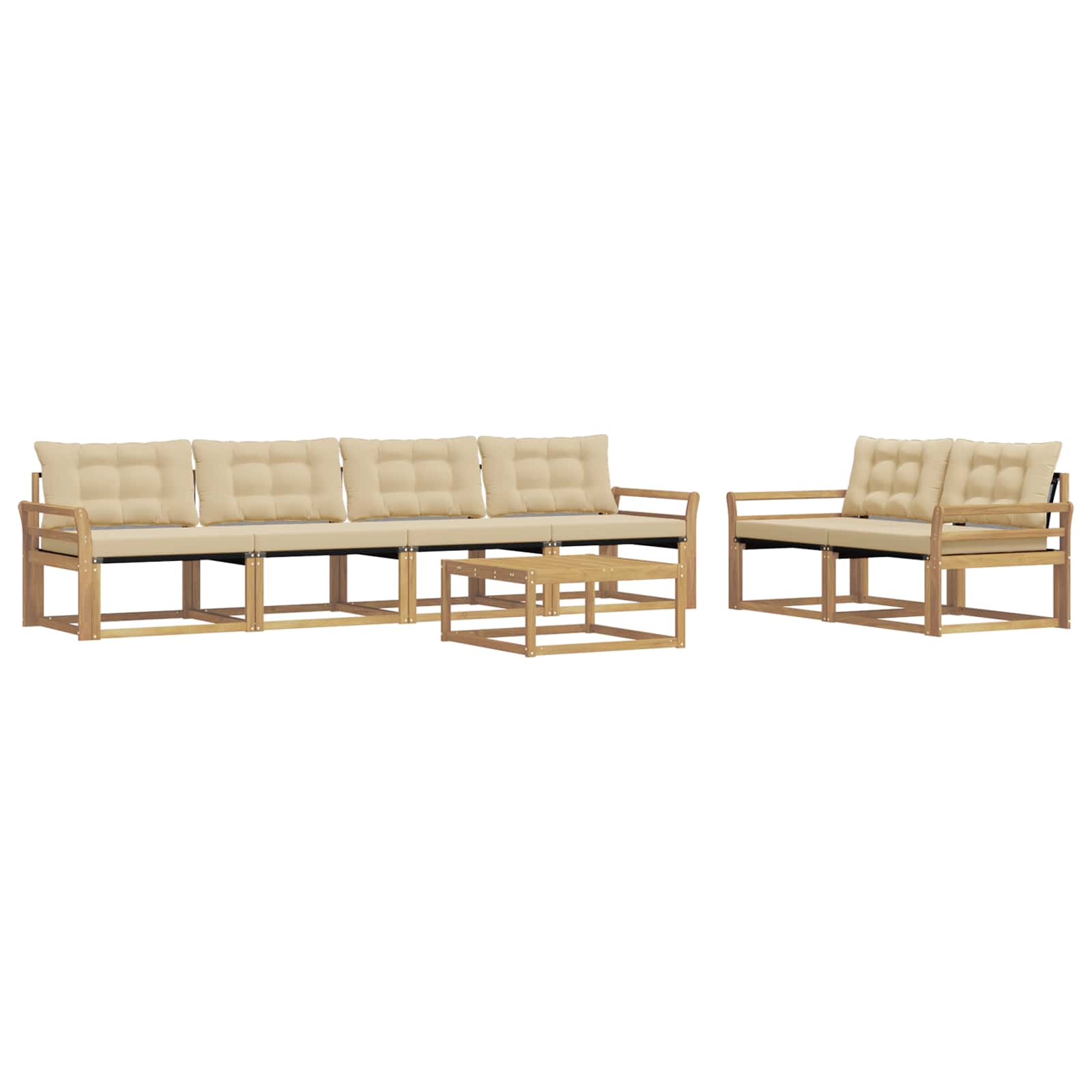 vidaXL Zestaw sof na zewnątrz 7 pcs Biały i Beżowy
