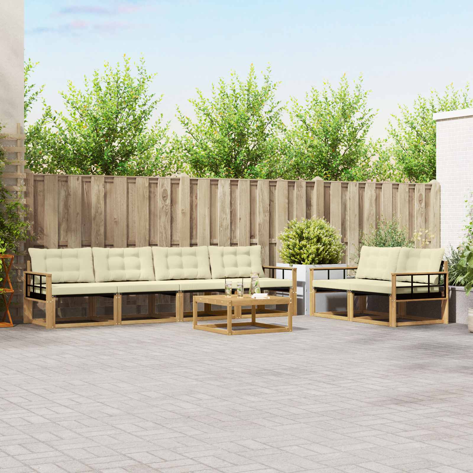 vidaXL Zestaw sof na zewnątrz 7 pcs Biały i kremowy 79 x 79 x 37 cm