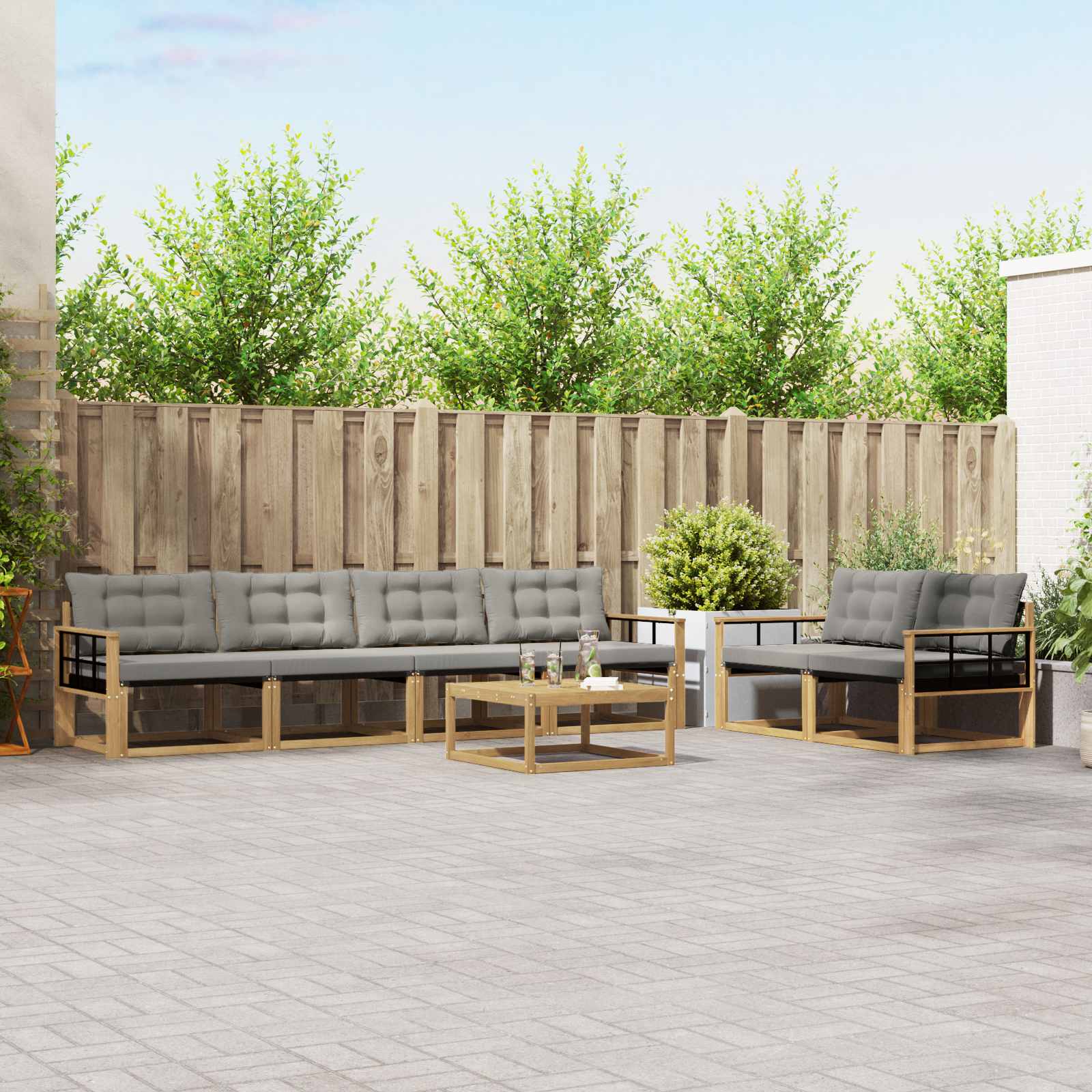 vidaXL Zestaw sof na zewnątrz 7 pcs Biały i jasnoszary 79 x 79 x 37 cm