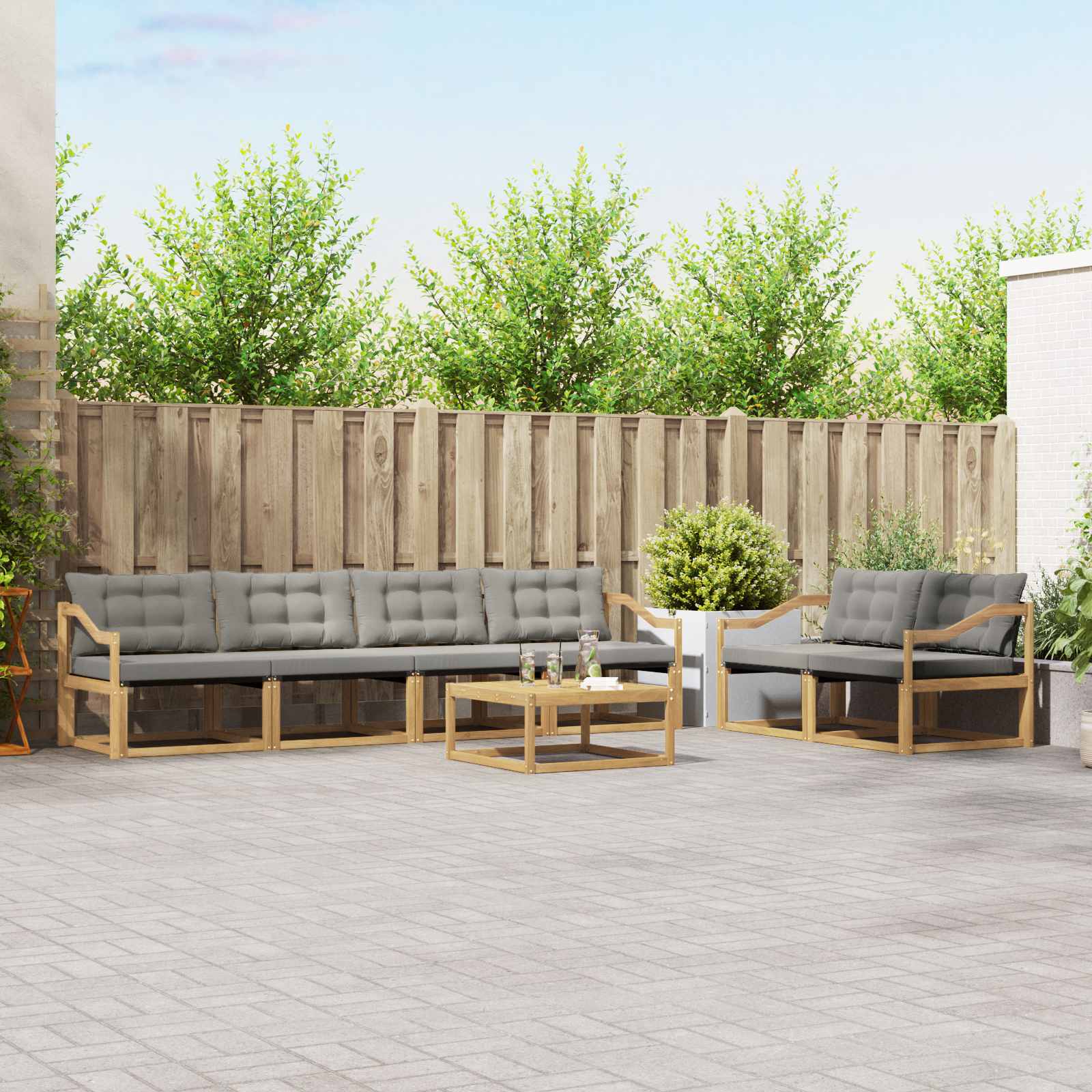 vidaXL Zestaw sof na zewnątrz 7 pcs Biały i jasnoszary 79 x 79 x 37 cm