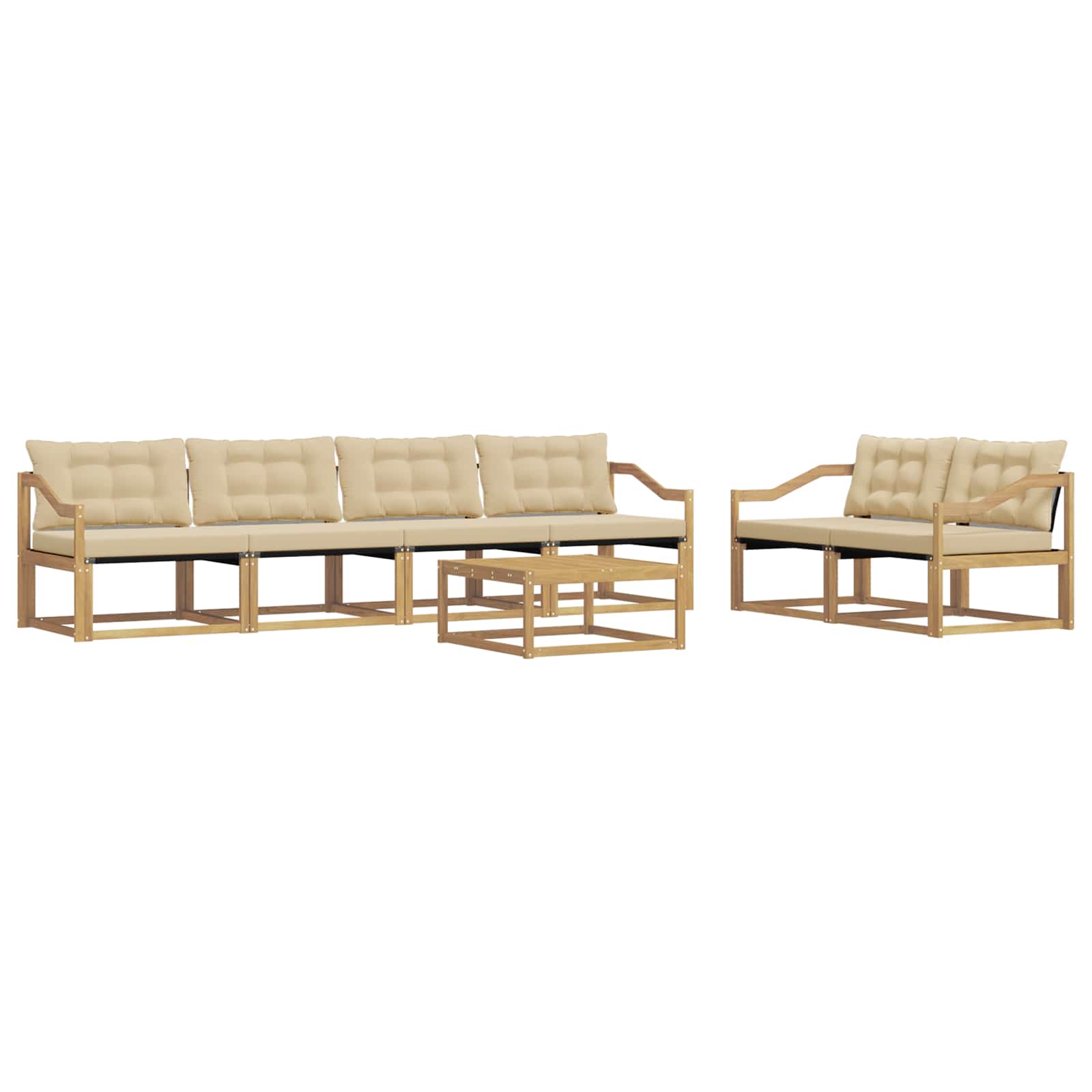 vidaXL Zestaw sof na zewnątrz 7 pcs Biały i Beżowy 79 x 79 x 37 cm