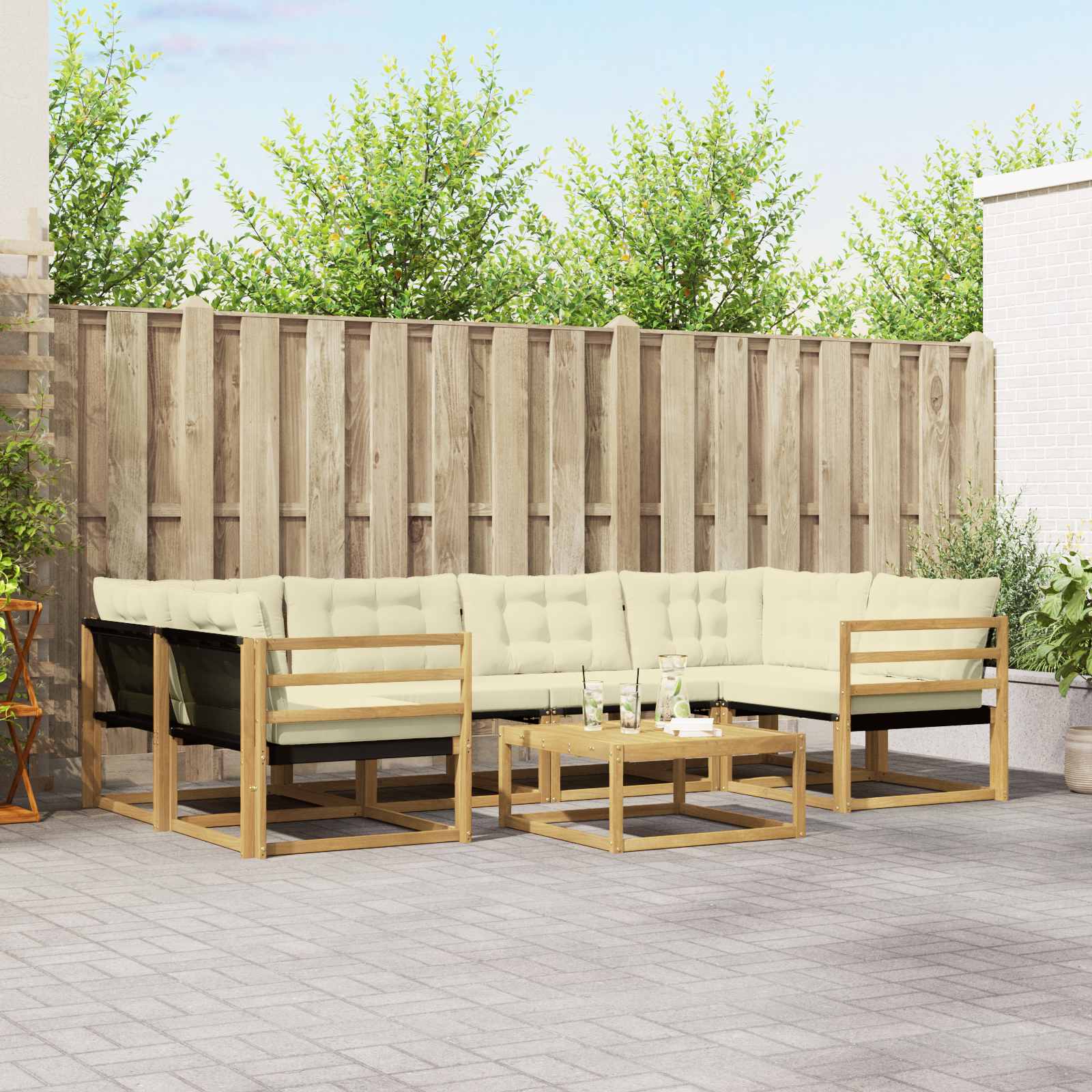 vidaXL Zestaw sof na zewnątrz 7 pcs Biały i kremowy 79 x 79 x 37 cm