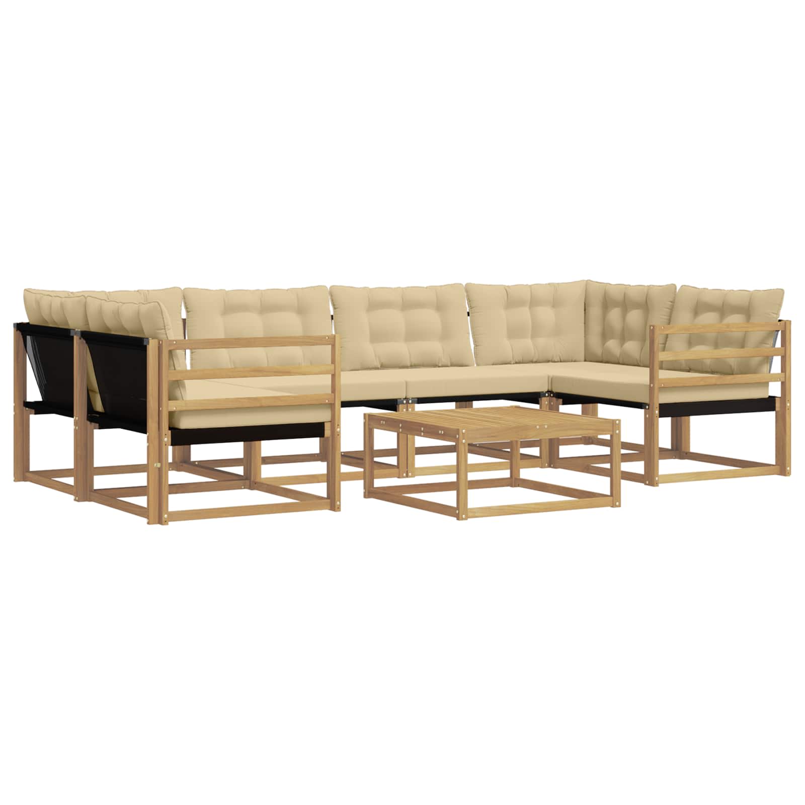 vidaXL Zestaw sof na zewnątrz 7 pcs Biały i Beżowy 79 x 79 x 37 cm