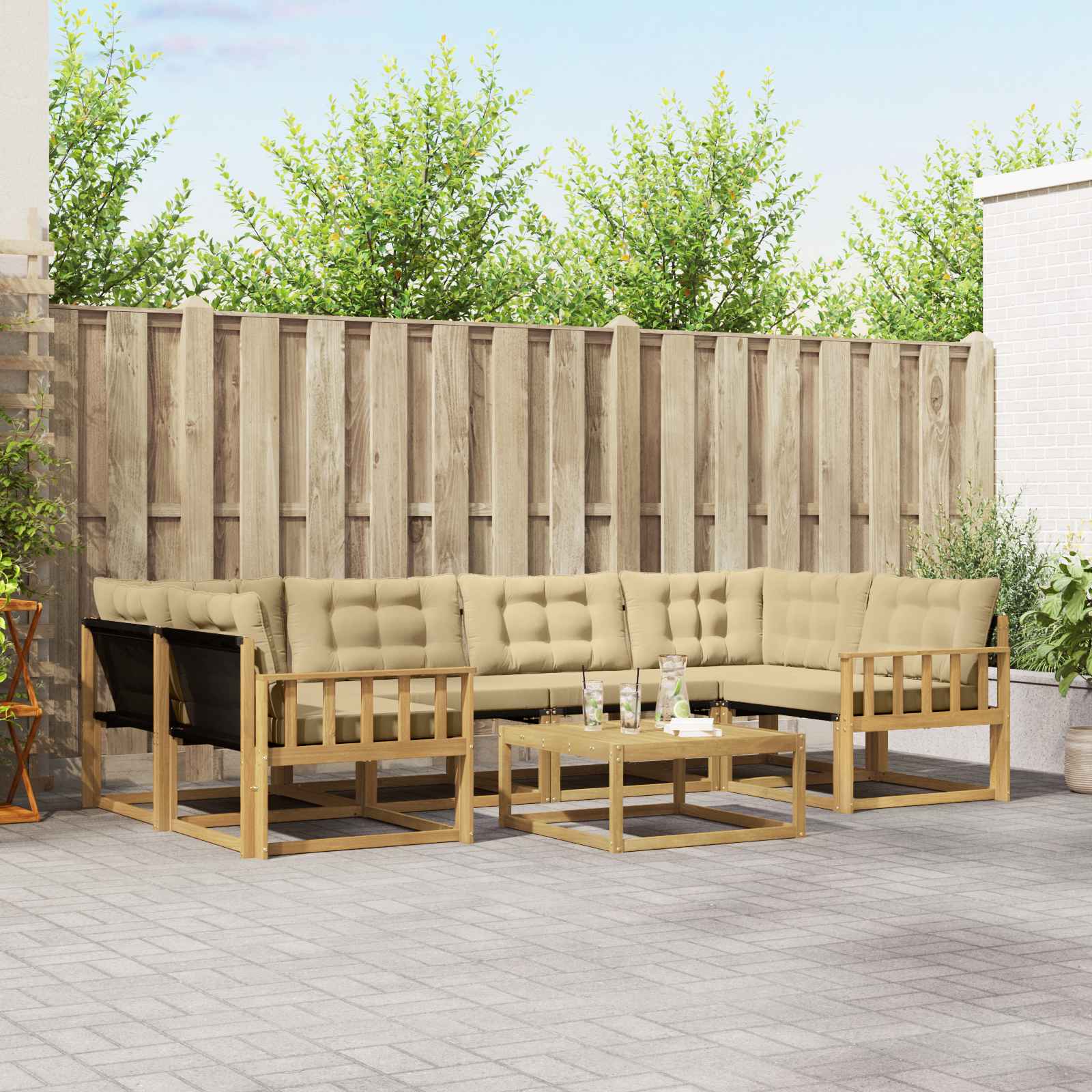 vidaXL Zestaw sof na zewnątrz 7 pcs Biały i Beżowy 79 x 79 x 37 cm