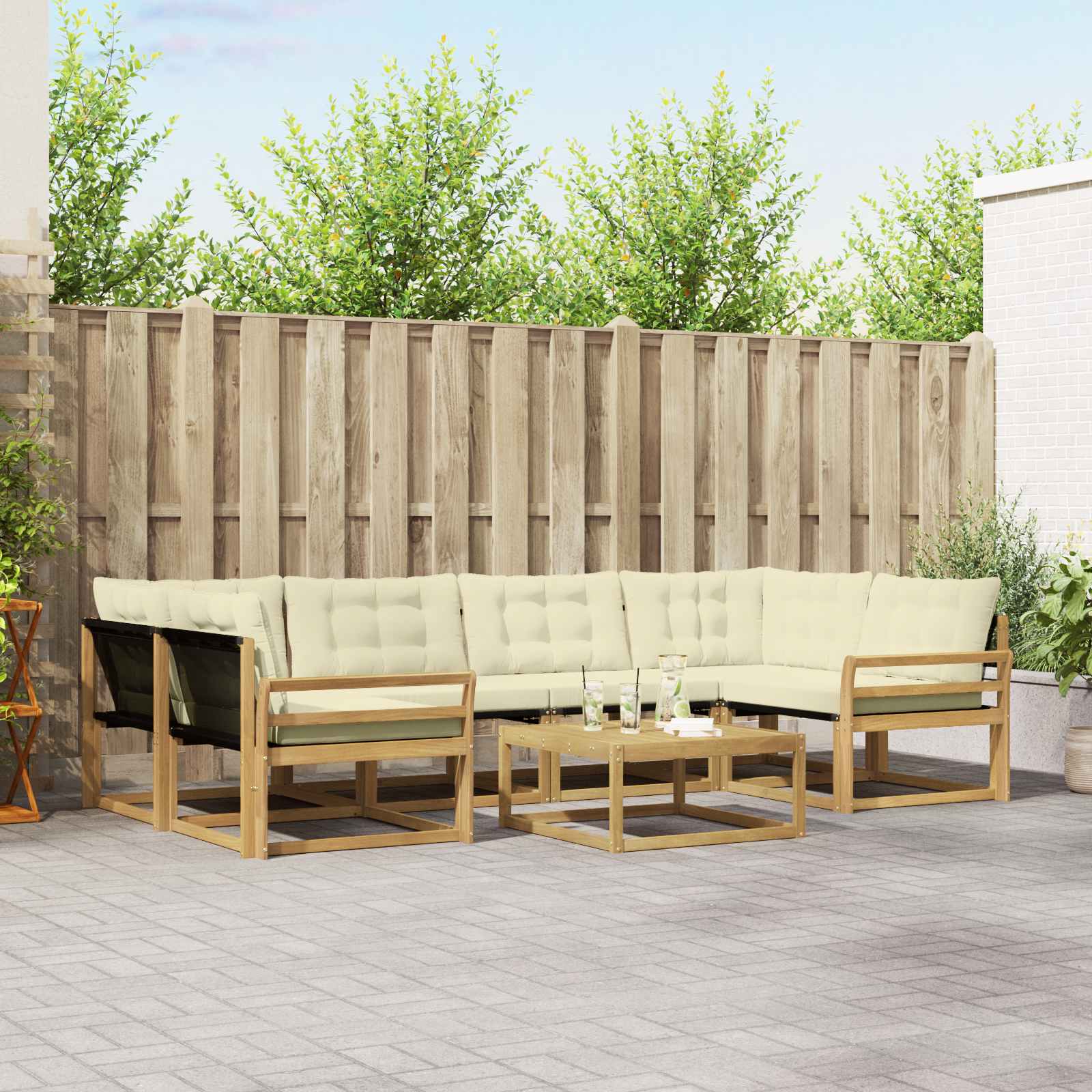 vidaXL Zestaw sof na zewnątrz 7 pcs Biały i kremowy 79 x 79 x 37 cm