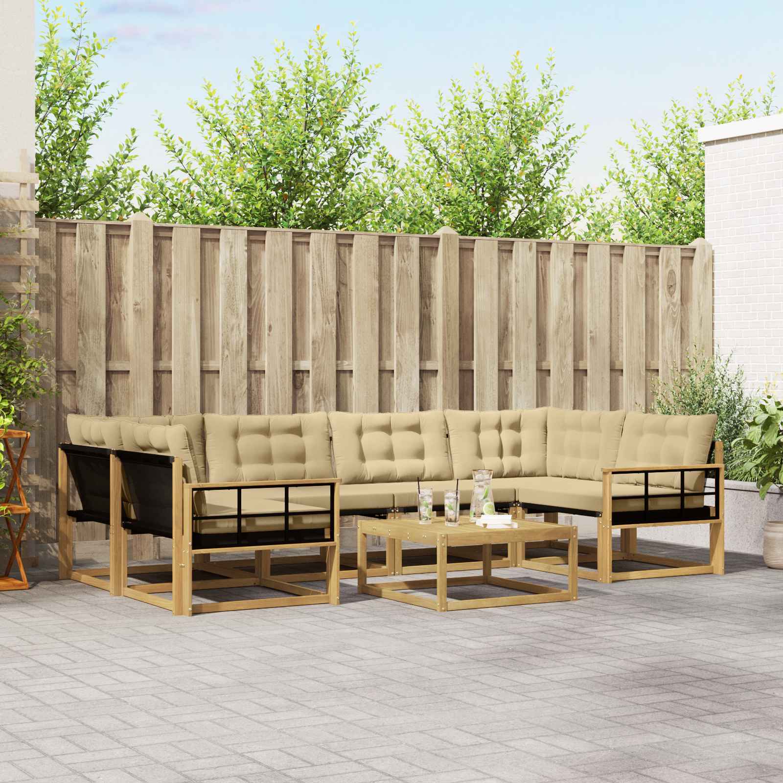 vidaXL Zestaw sof na zewnątrz 7 pcs Biały i Beżowy 79 x 79 x 37 cm