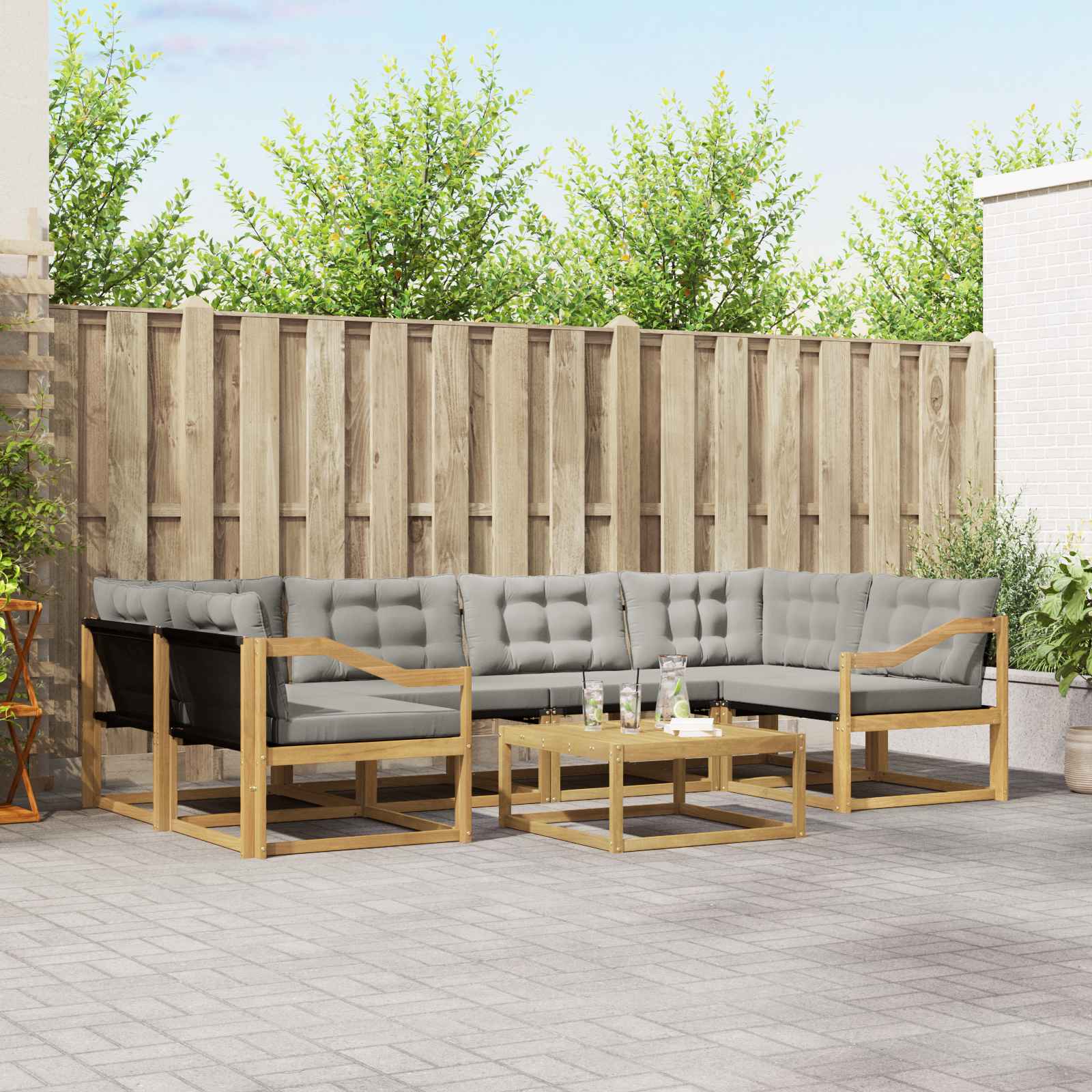 vidaXL Zestaw sof na zewnątrz 7 pcs Biały i jasnoszary 79 x 79 x 37 cm