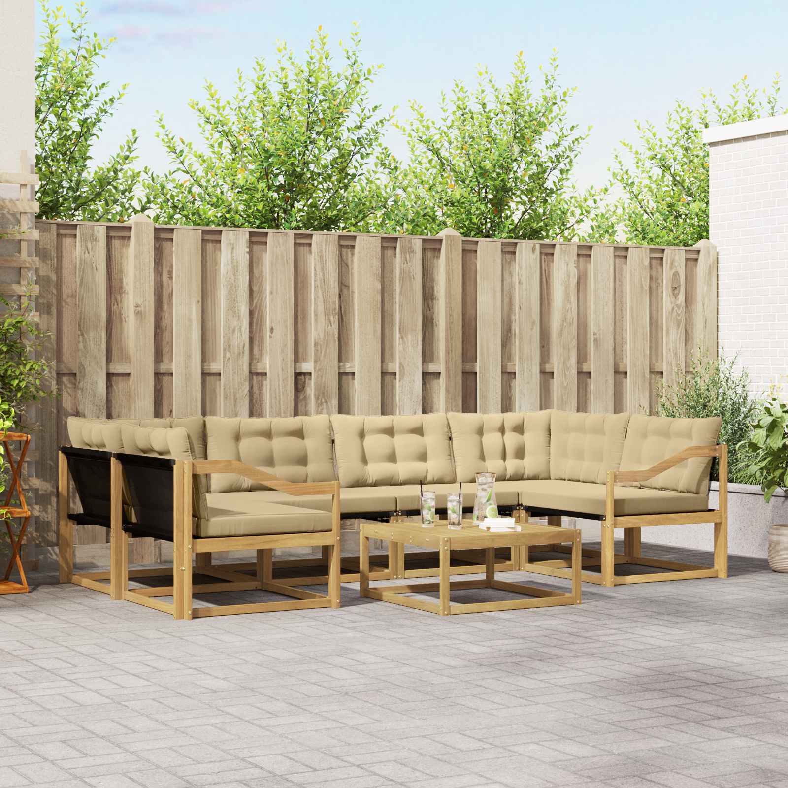 vidaXL Zestaw sof na zewnątrz 7 pcs Biały i Beżowy 79 x 79 x 37 cm