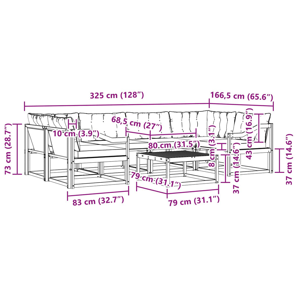 vidaXL Zestaw sof na zewnątrz 7 pcs Biały i Beżowy 79 x 79 x 37 cm