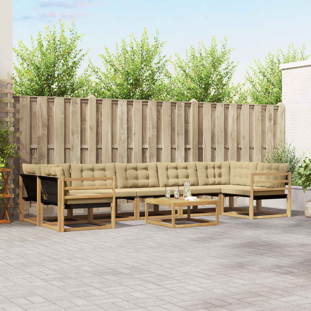 vidaXL Zestaw sof na zewnątrz 8 pcs Biały i Beżowy 79 x 79 x 37 cm