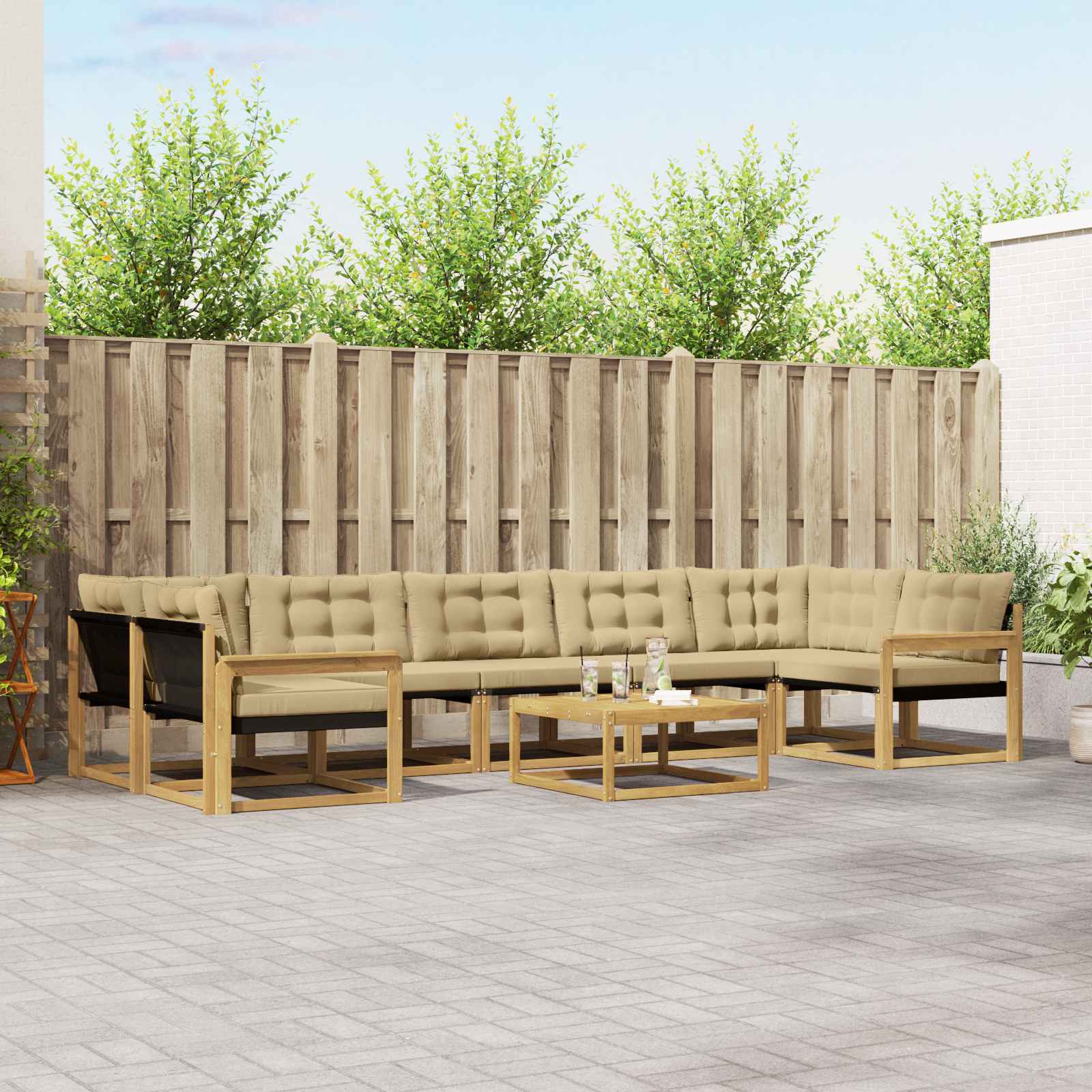 vidaXL Zestaw sof na zewnątrz 8 pcs Biały i Beżowy 79 x 79 x 37 cm