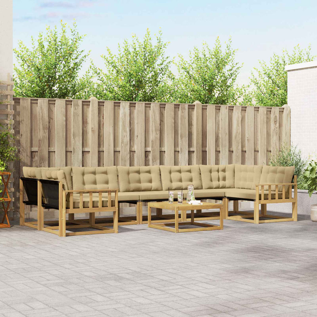 vidaXL Zestaw sof na zewnątrz 8 pcs Biały i Beżowy 79 x 79 x 37 cm