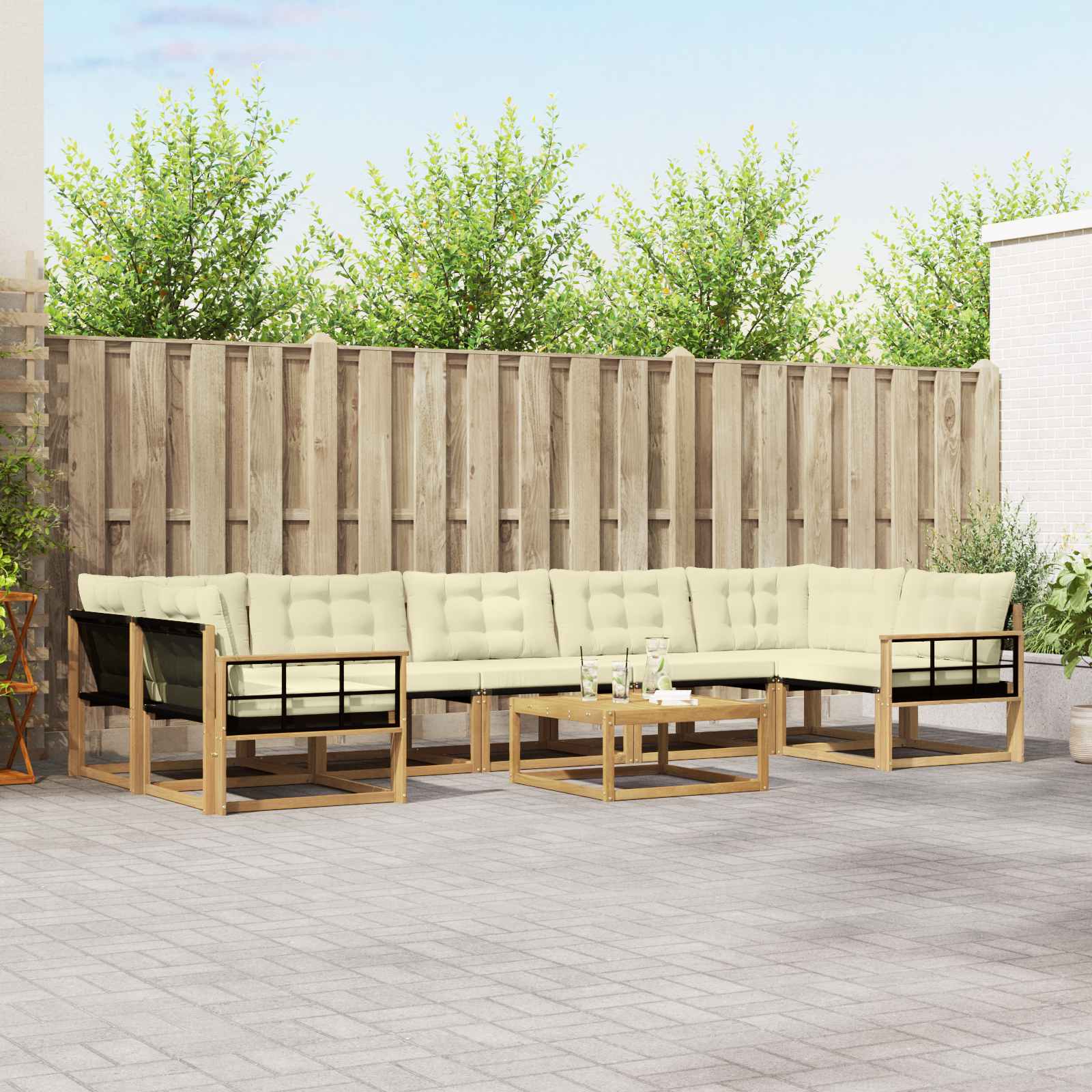 vidaXL Zestaw sof na zewnątrz 8 pcs Biały i kremowy 79 x 79 x 37 cm