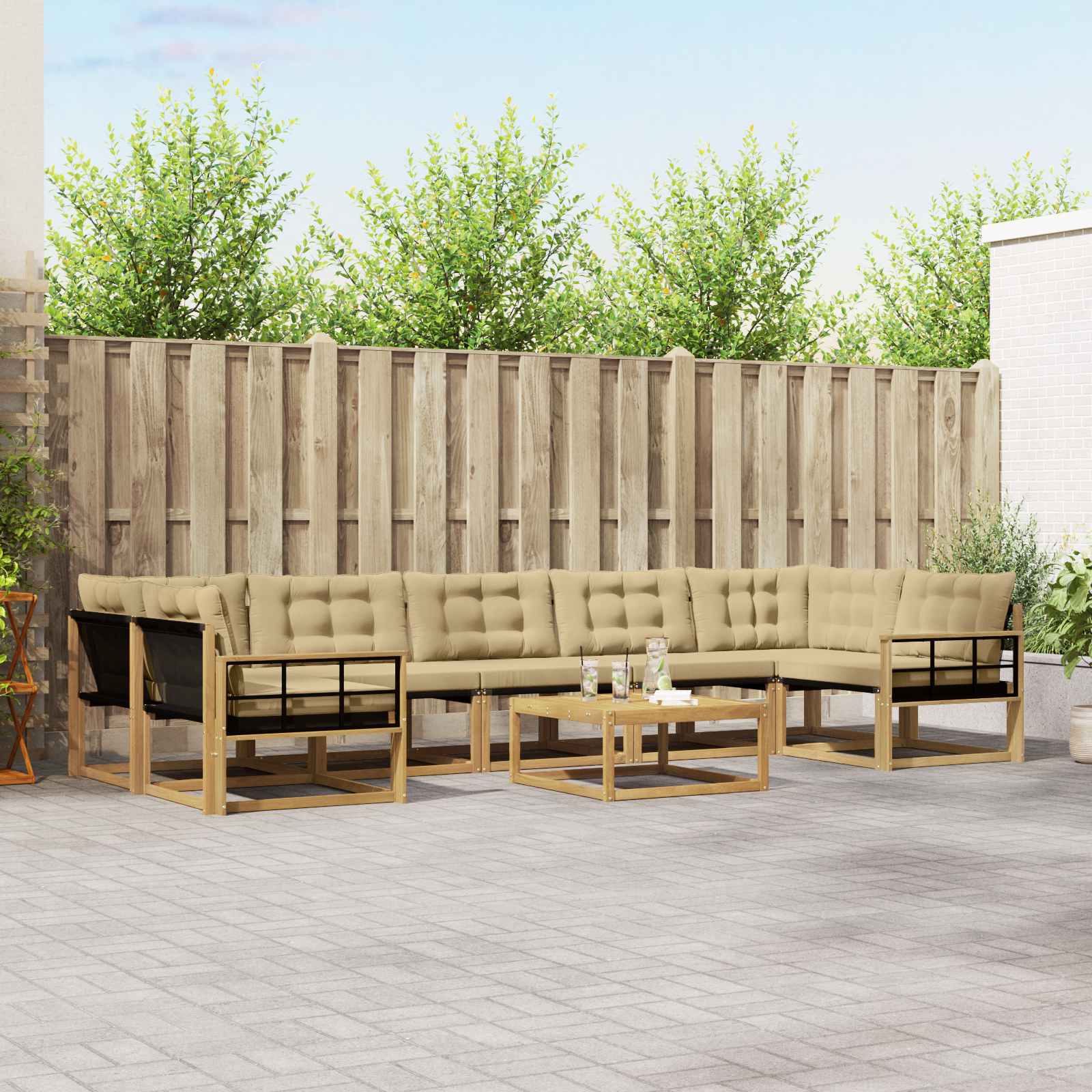 vidaXL Zestaw sof na zewnątrz 8 pcs Biały i Beżowy 79 x 79 x 37 cm