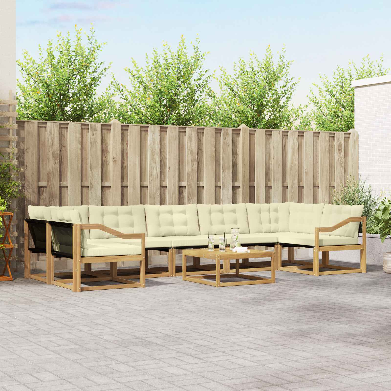 vidaXL Zestaw sof na zewnątrz 8 pcs Biały i kremowy 79 x 79 x 37 cm