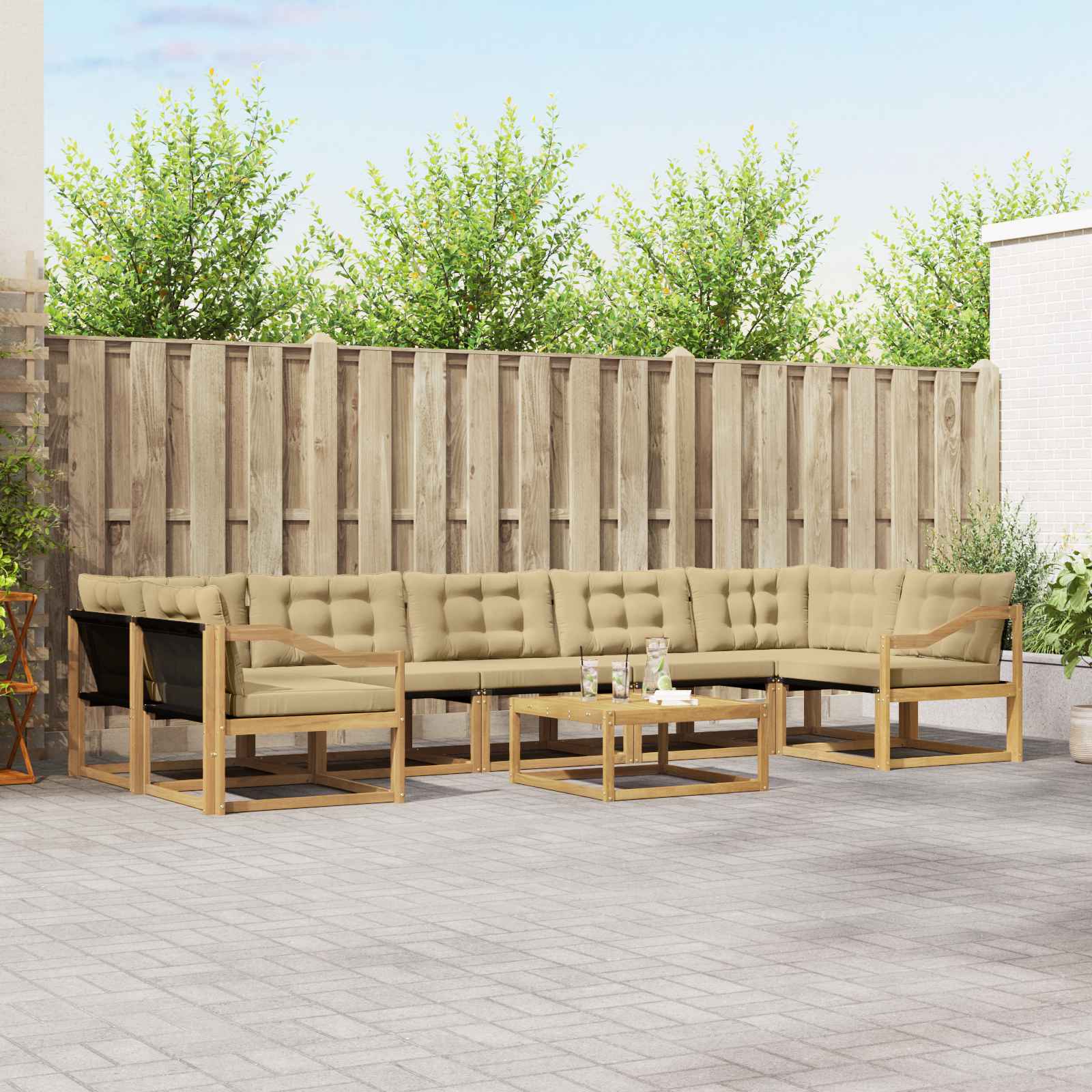 vidaXL Zestaw sof na zewnątrz 8 pcs Biały i Beżowy 79 x 79 x 37 cm