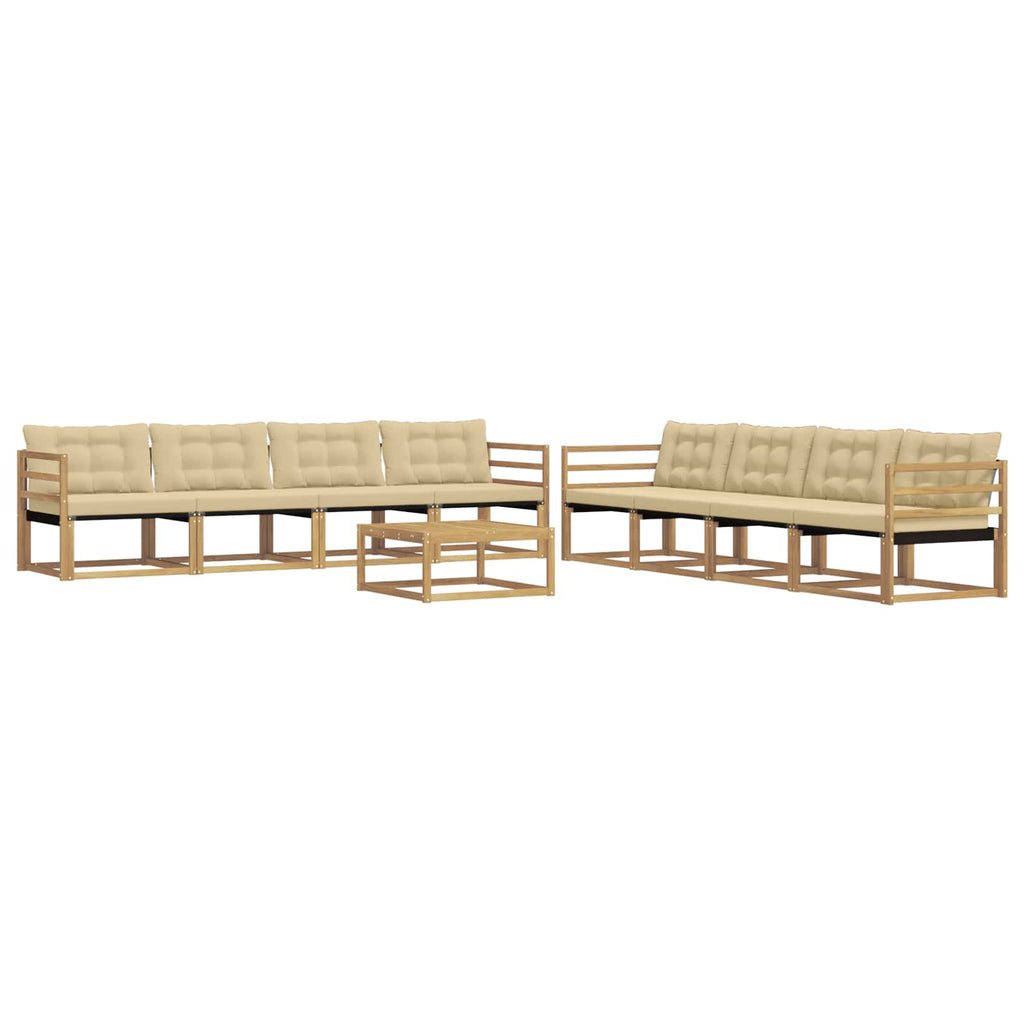 vidaXL Zestaw sof na zewnątrz 9 pcs Biały i Beżowy 79 x 79 x 37 cm