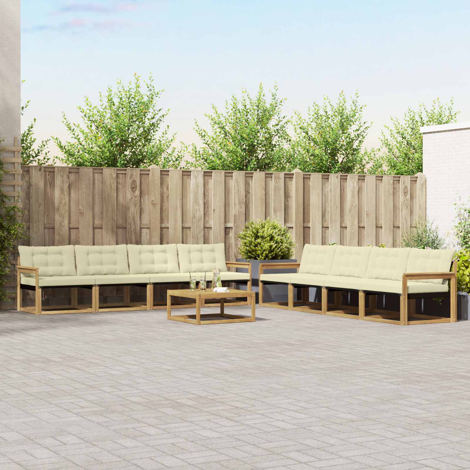 vidaXL Zestaw sof na zewnątrz 9 pcs Biały i kremowy 79 x 79 x 37 cm