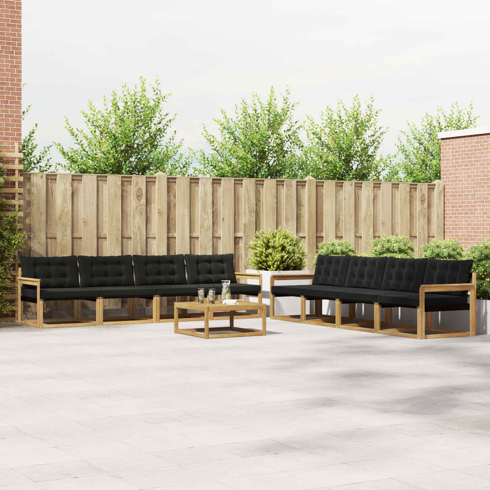 vidaXL Zestaw sof na zewnątrz 9 pcs biały i czarny 79 x 79 x 37 cm