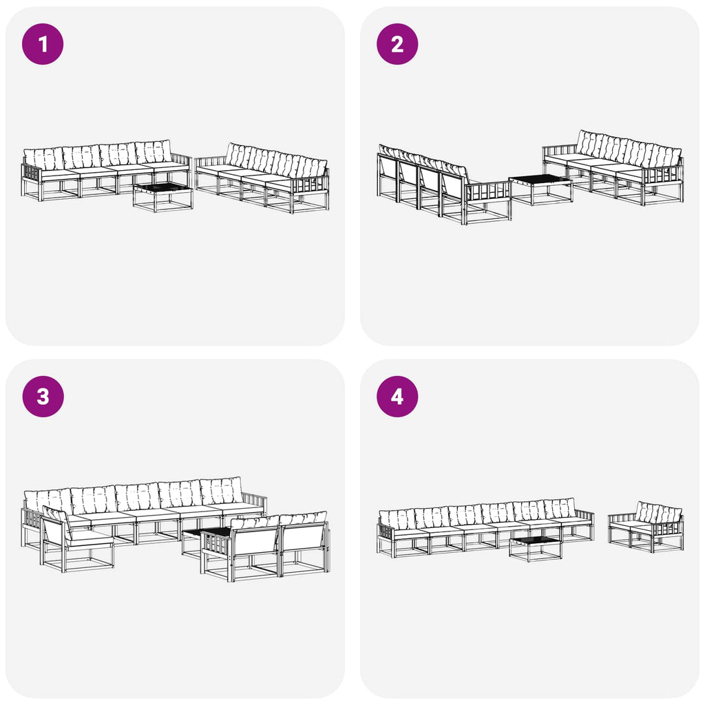 vidaXL Zestaw sof na zewnątrz 9 pcs Biały i kremowy 79 x 79 x 37 cm