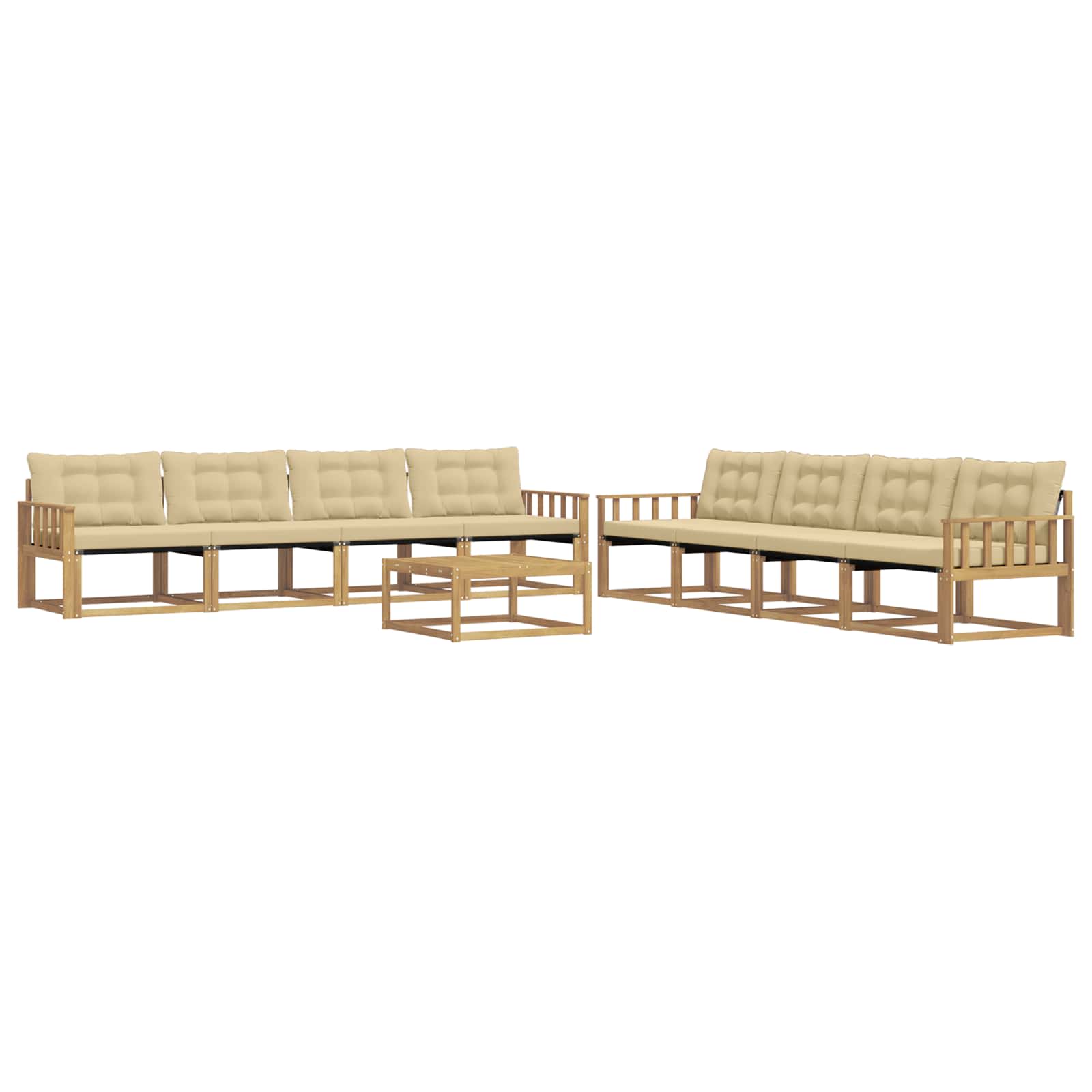 vidaXL Zestaw sof na zewnątrz 9 pcs Biały i Beżowy 79 x 79 x 37 cm