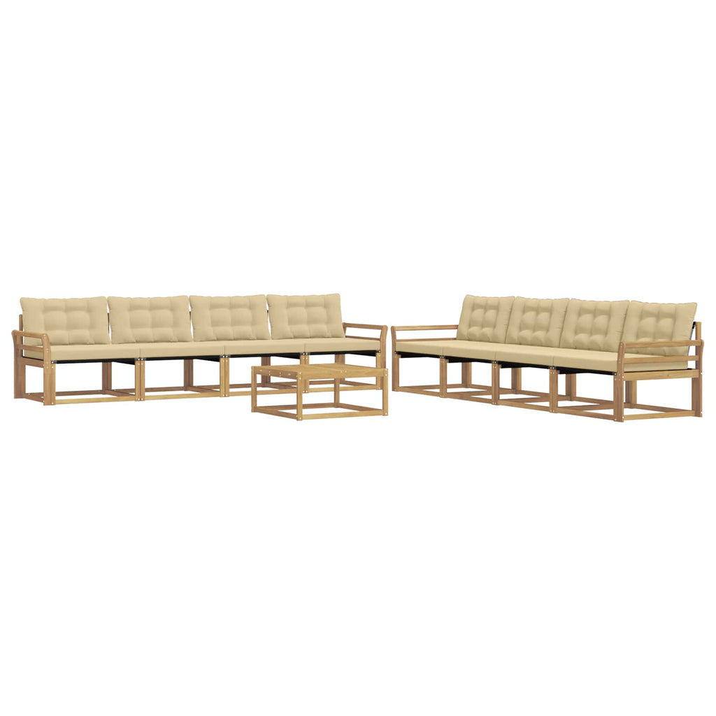 vidaXL Zestaw sof na zewnątrz 9 pcs Biały i Beżowy 79 x 79 x 37 cm