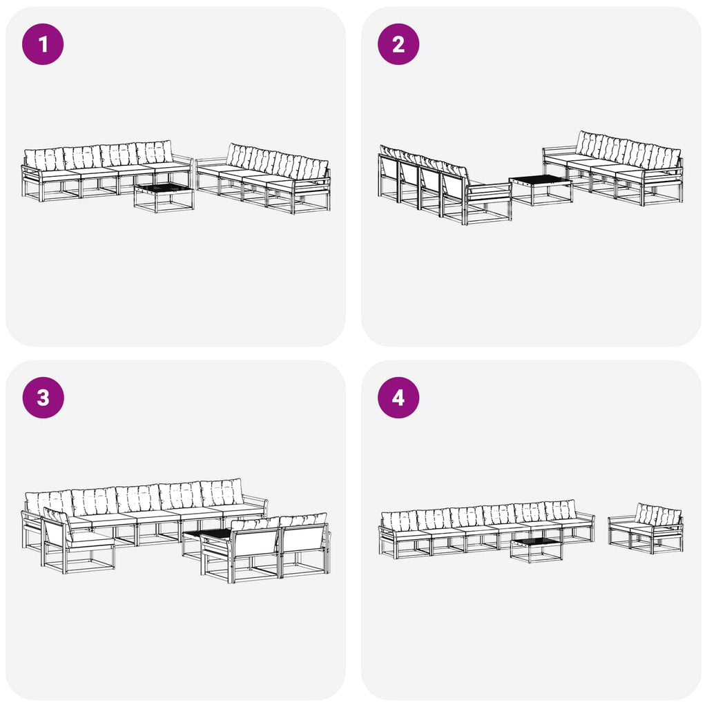 vidaXL Zestaw sof na zewnątrz 9 pcs Biały i Beżowy 79 x 79 x 37 cm