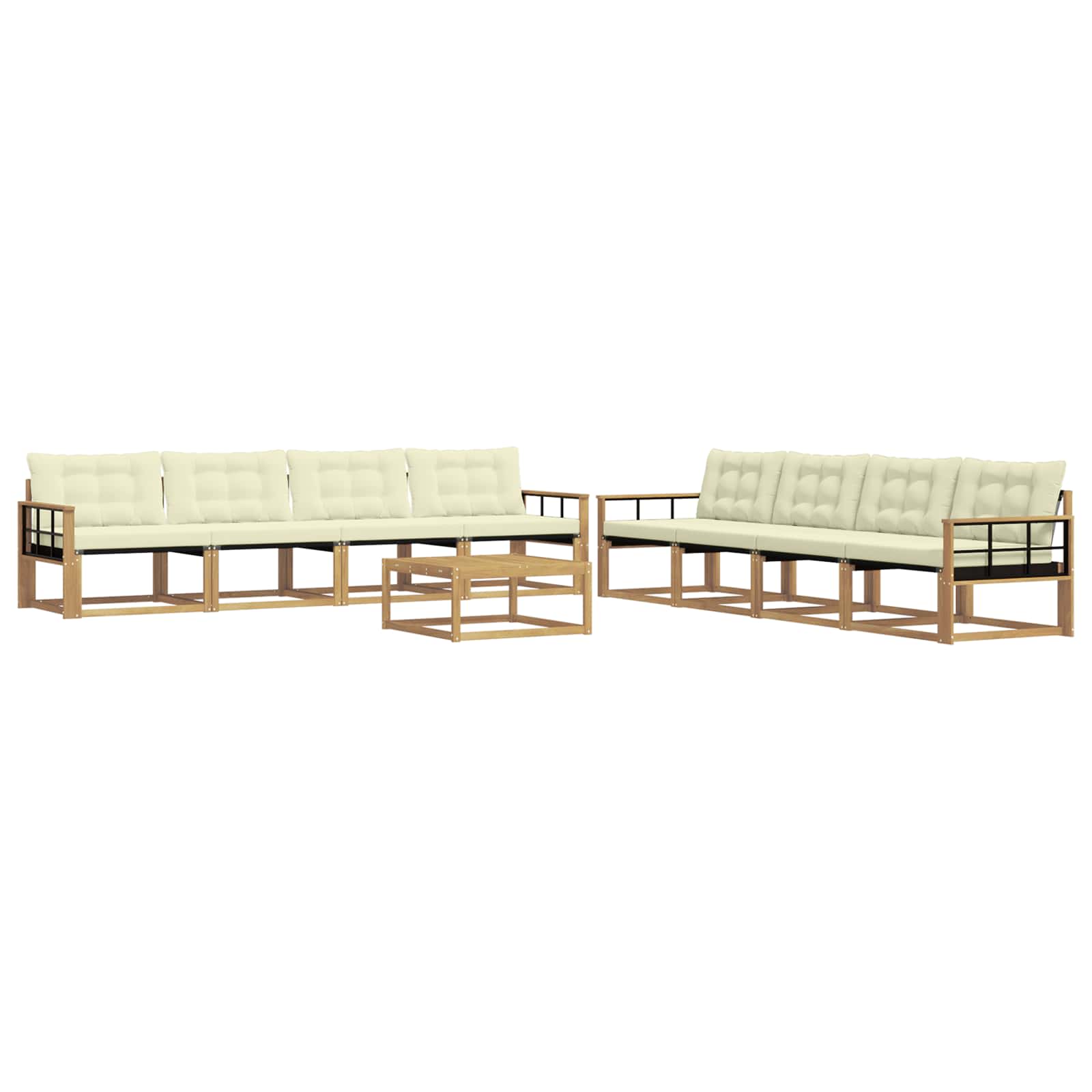 vidaXL Zestaw sof na zewnątrz 9 pcs Biały i kremowy 79 x 79 x 37 cm