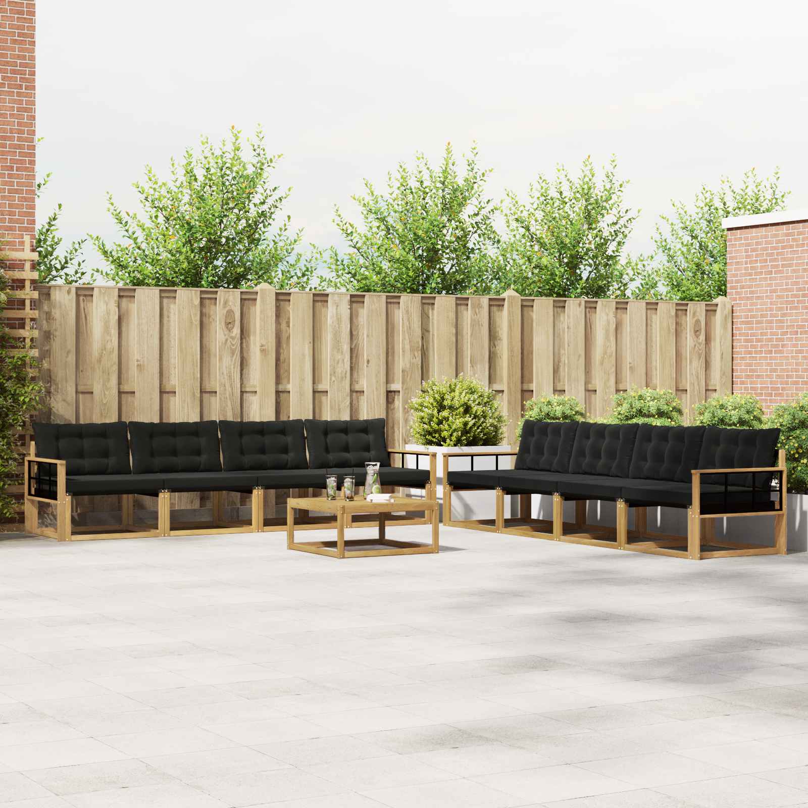 vidaXL Zestaw sof na zewnątrz 9 pcs biały i czarny 79 x 79 x 37 cm