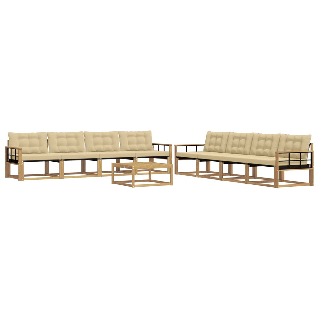 vidaXL Zestaw sof na zewnątrz 9 pcs Biały i Beżowy 79 x 79 x 37 cm