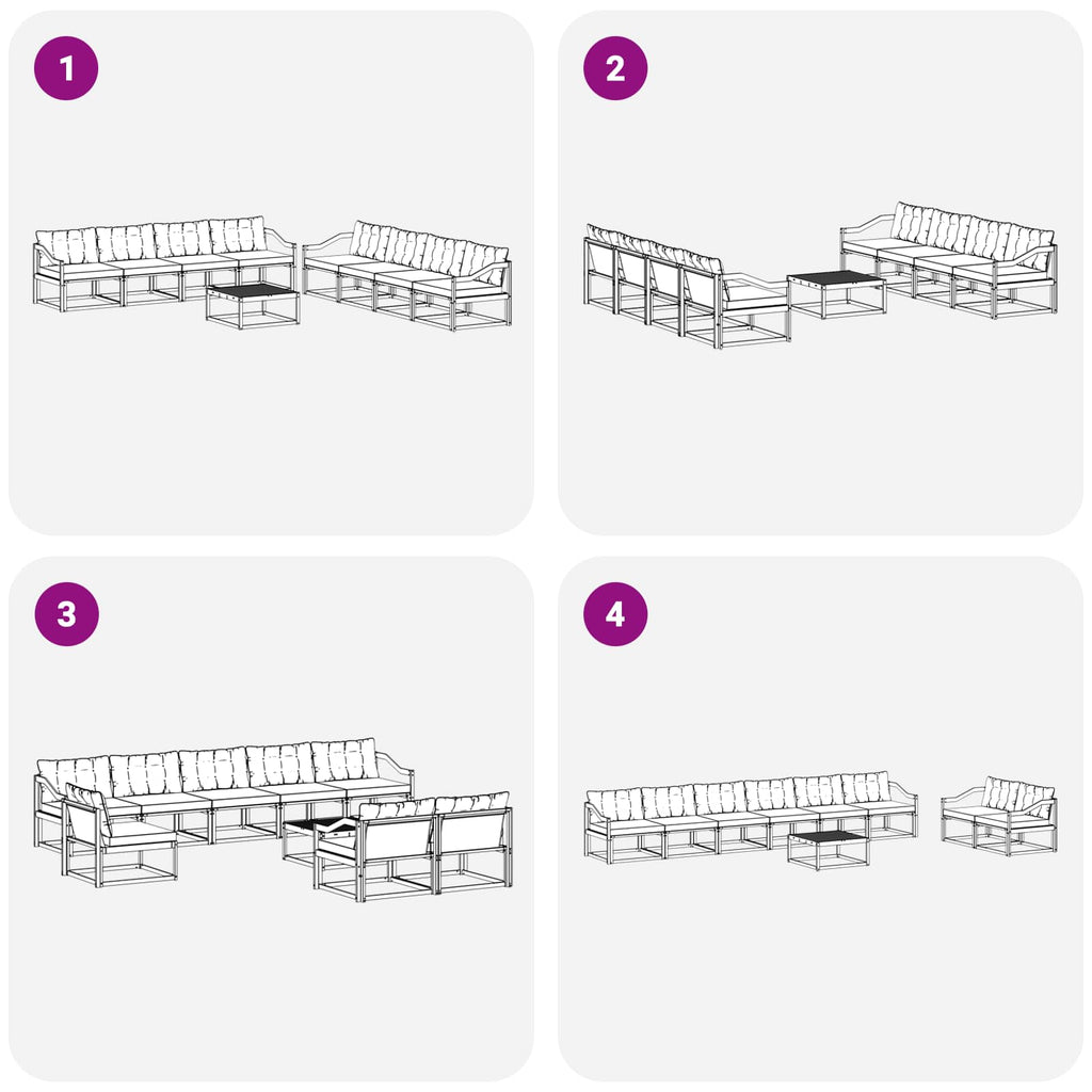 vidaXL Zestaw sof na zewnątrz 9 pcs Biały i jasnoszary 79 x 79 x 37 cm