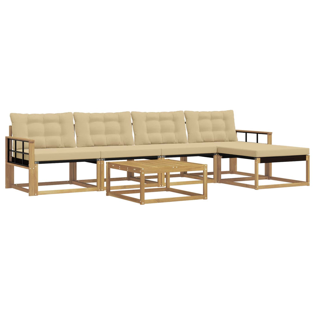 vidaXL Zestaw sof na zewnątrz 6 pcs Biały i Beżowy 79 x 79 x 37 cm