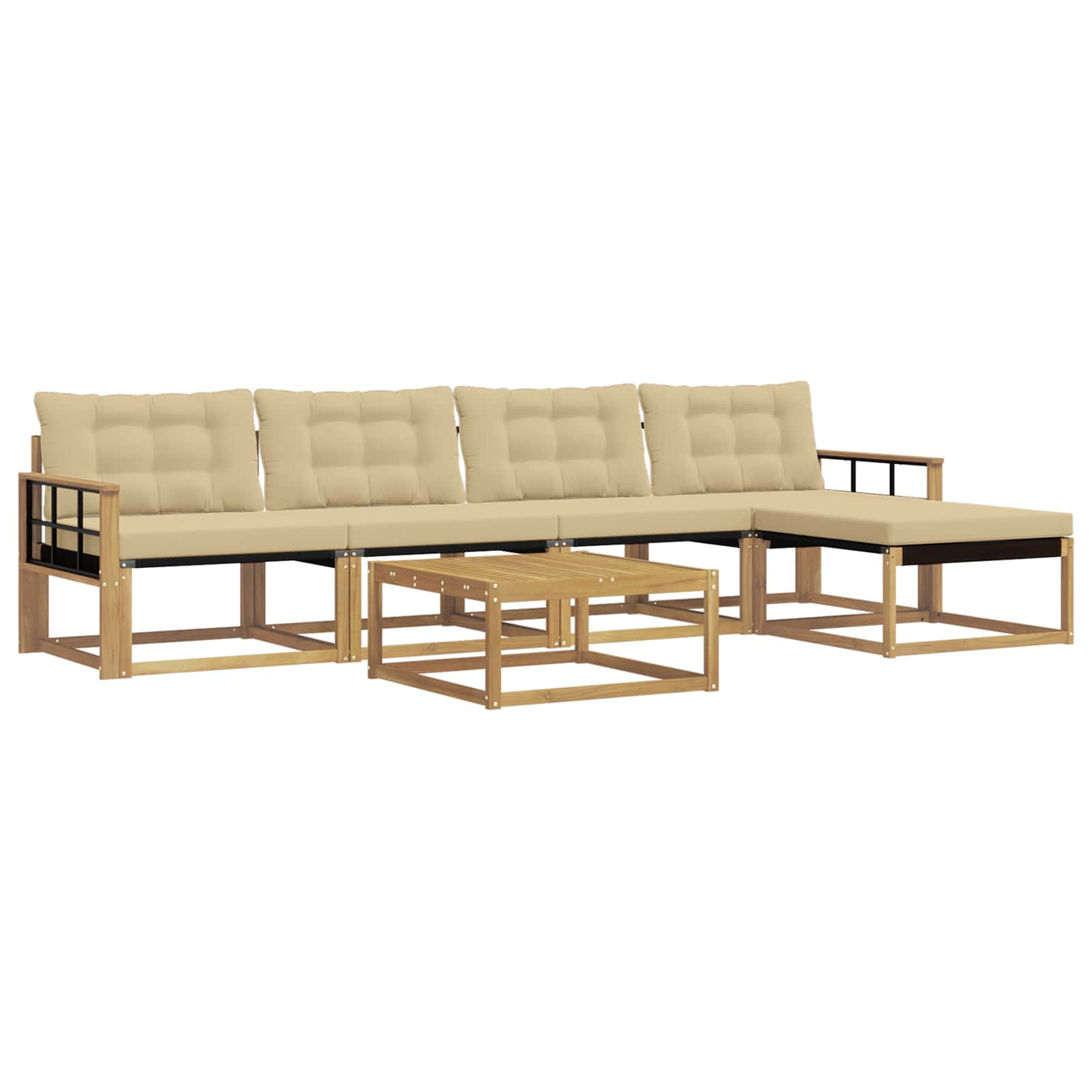 vidaXL Zestaw sof na zewnątrz 6 pcs Biały i Beżowy 79 x 79 x 37 cm