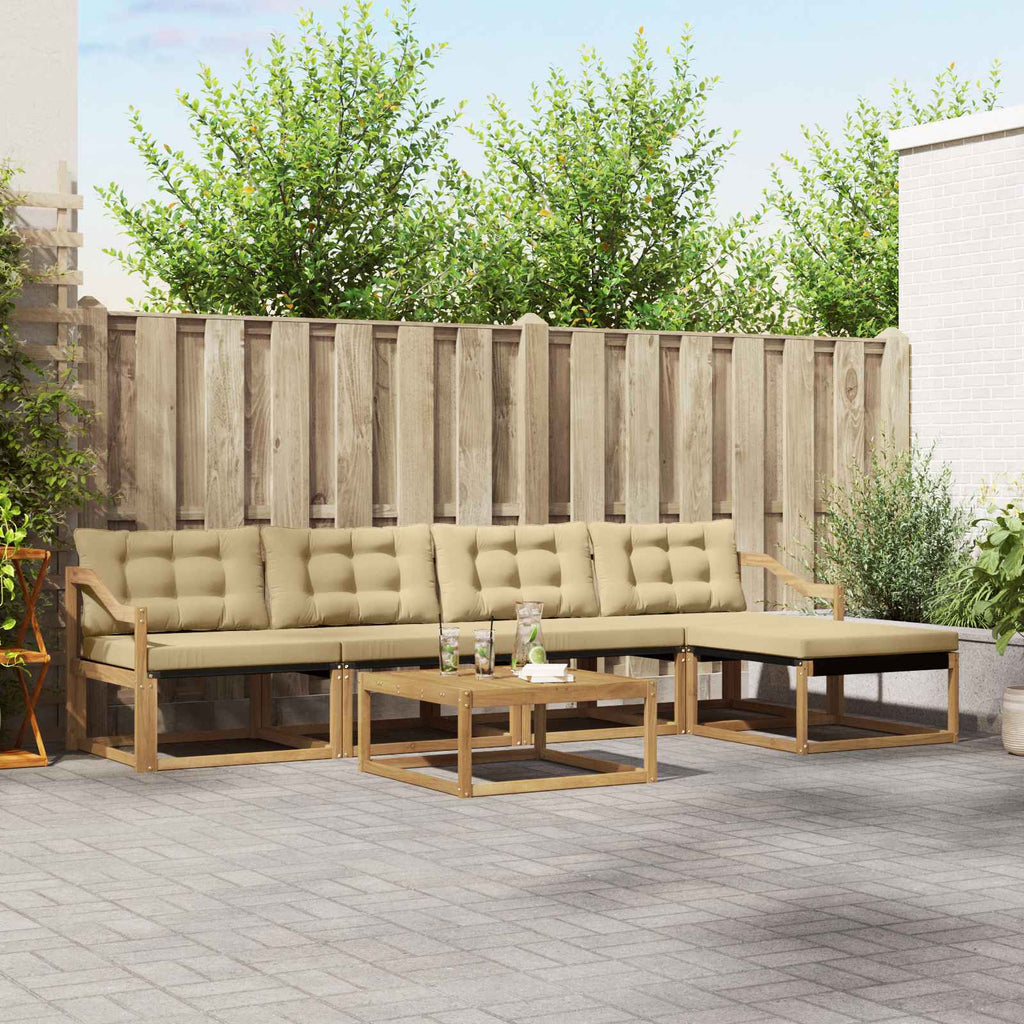 vidaXL Zestaw sof na zewnątrz 6 pcs Biały i Beżowy 79 x 79 x 37 cm