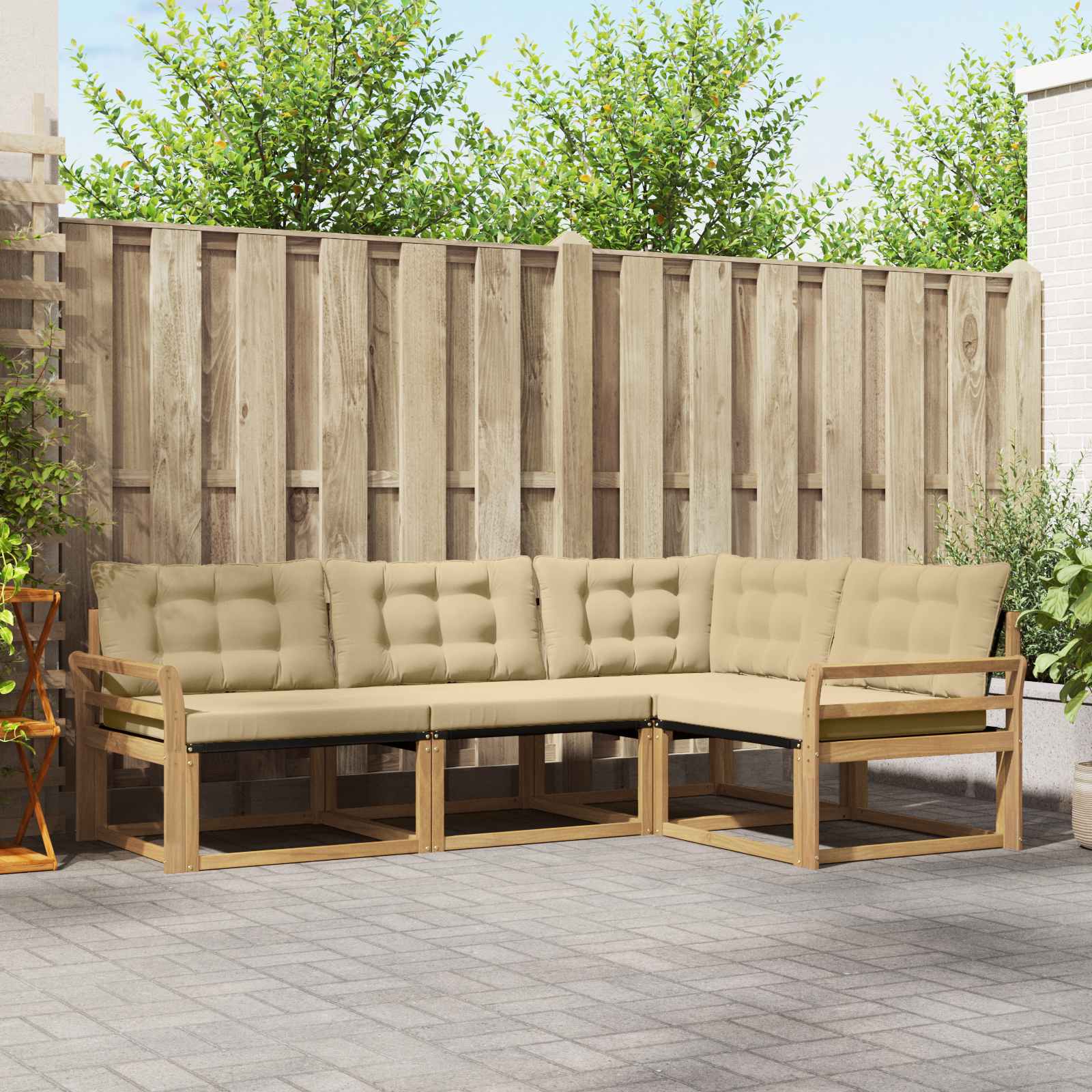 vidaXL Zestaw sof na zewnątrz z poduszką 4 pcs Biały i Beżowy