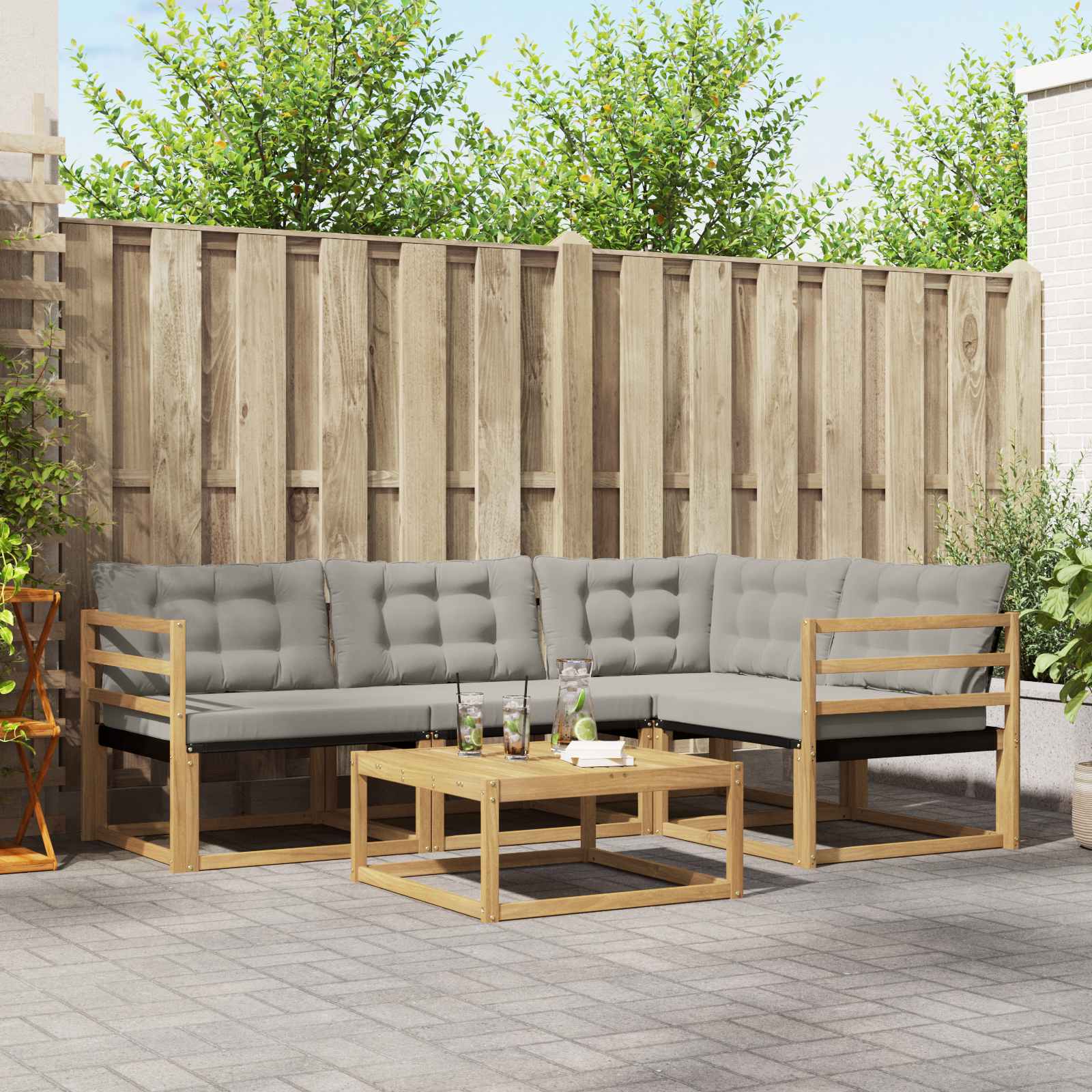 vidaXL Zestaw sof na zewnątrz 5 pcs Biały i jasnoszary 79 x 79 x 37 cm