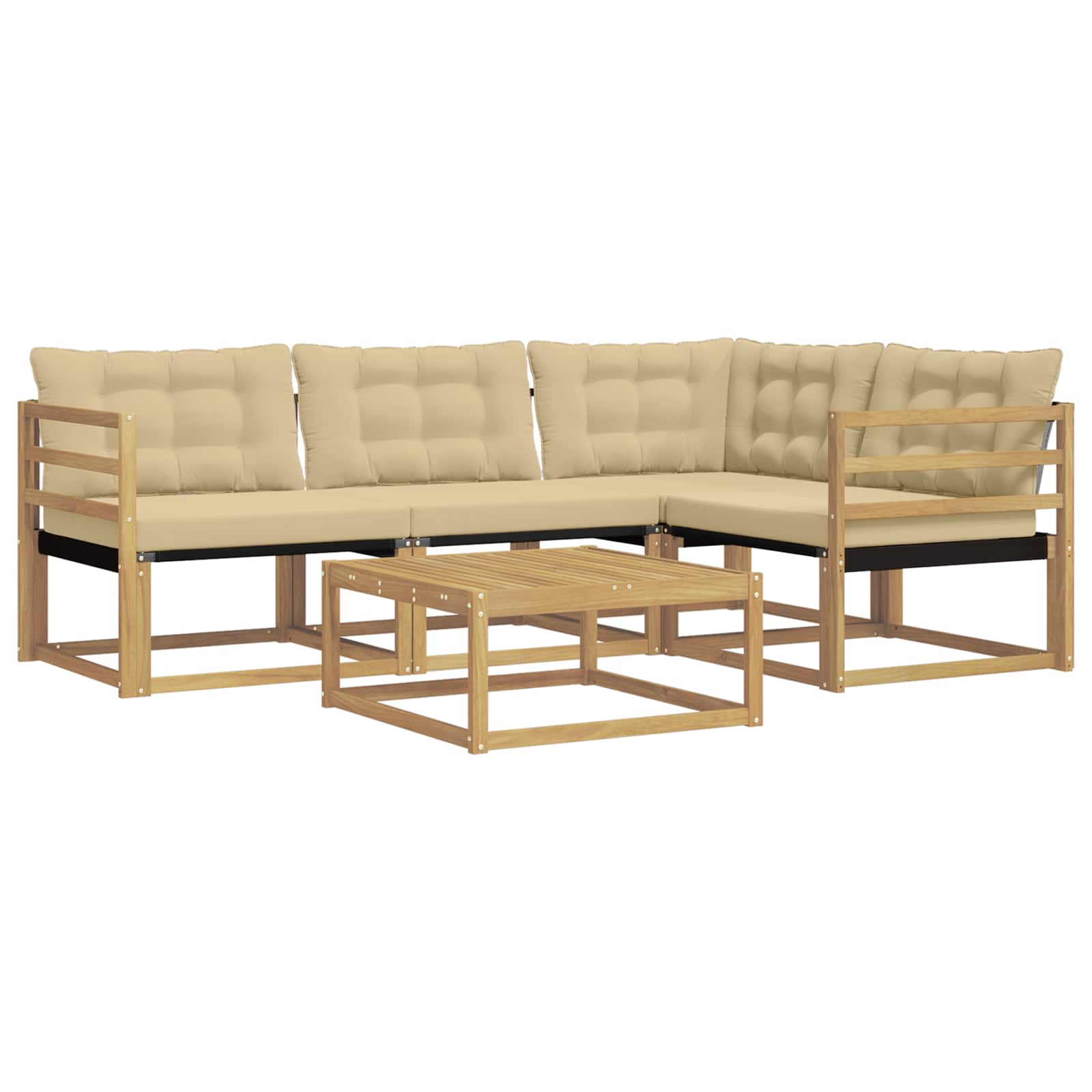 vidaXL Zestaw sof na zewnątrz 5 pcs Biały i Beżowy 79 x 79 x 37 cm