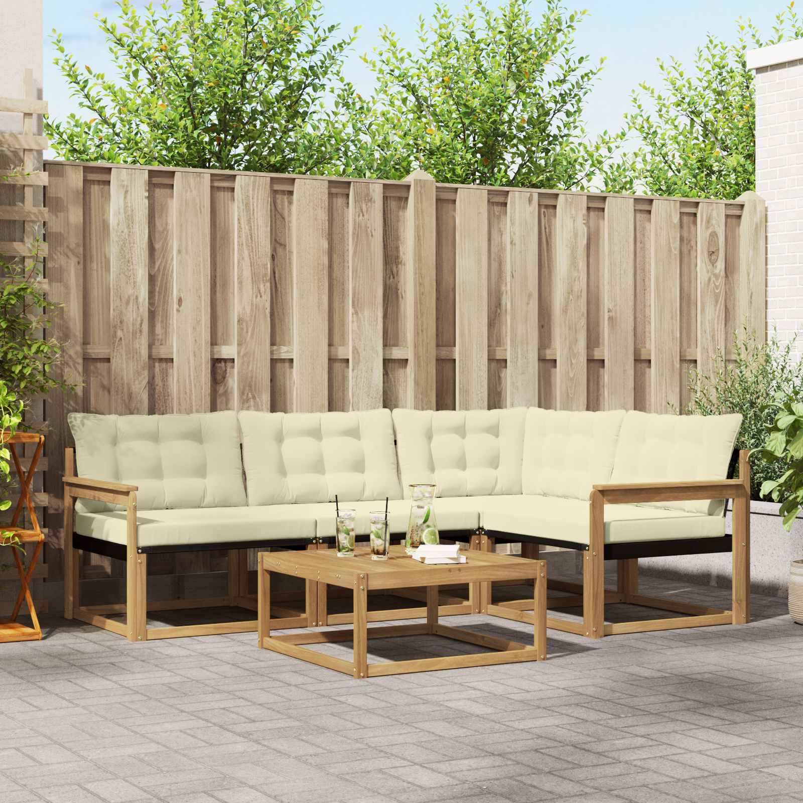 vidaXL Zestaw sof na zewnątrz 5 pcs Biały i kremowy 79 x 79 x 37 cm