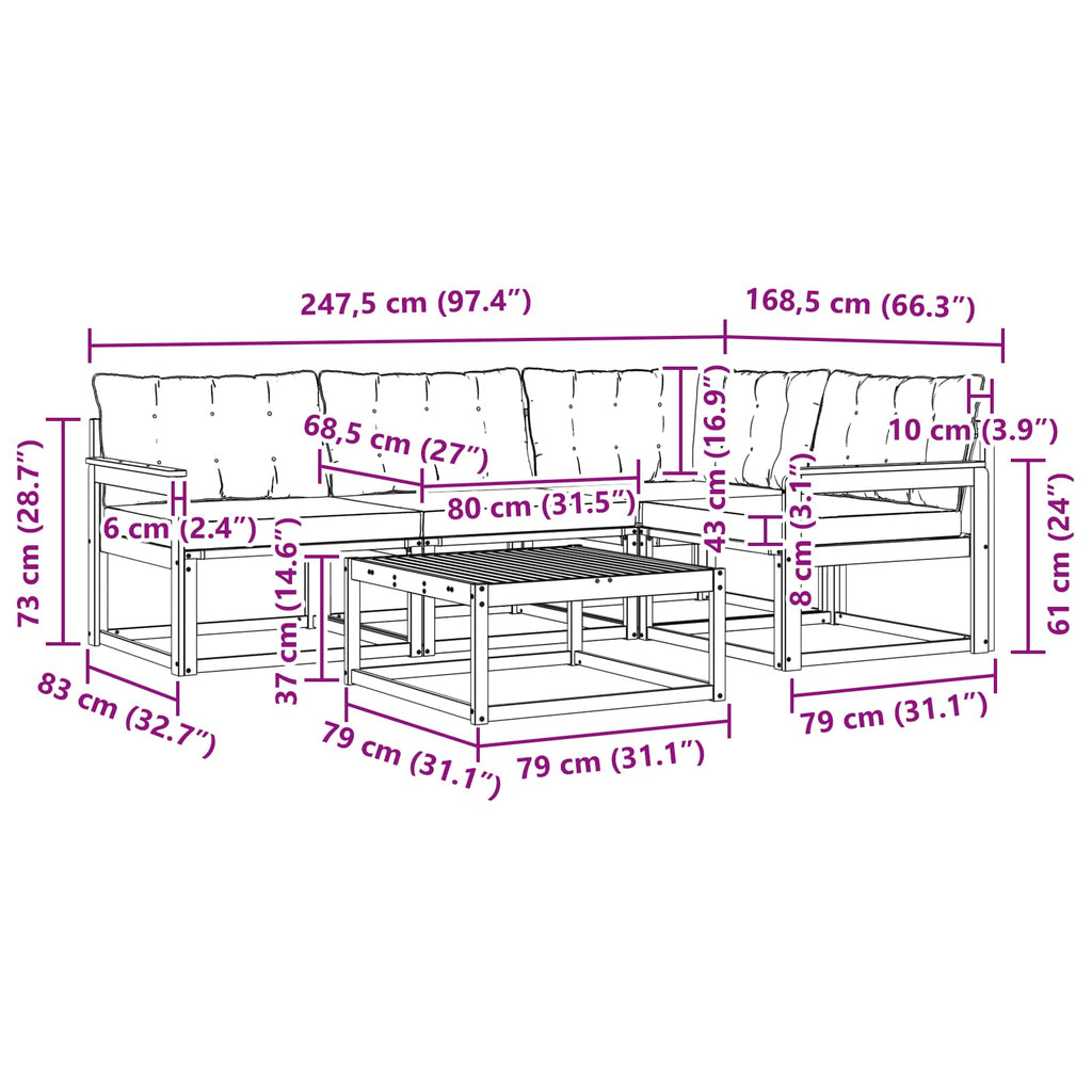 vidaXL Zestaw sof na zewnątrz 5 pcs Biały i kremowy 79 x 79 x 37 cm