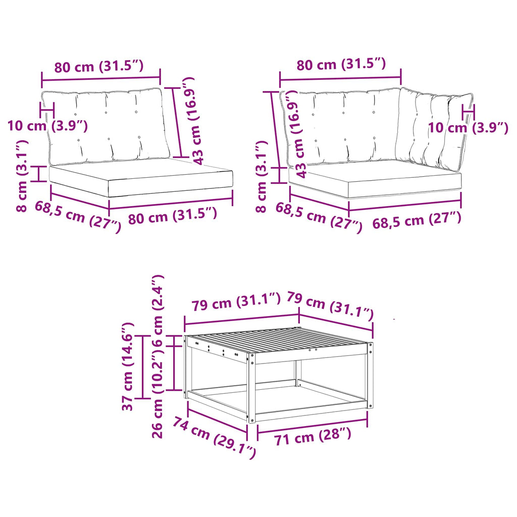 vidaXL Zestaw sof na zewnątrz 5 pcs Biały i kremowy 79 x 79 x 37 cm