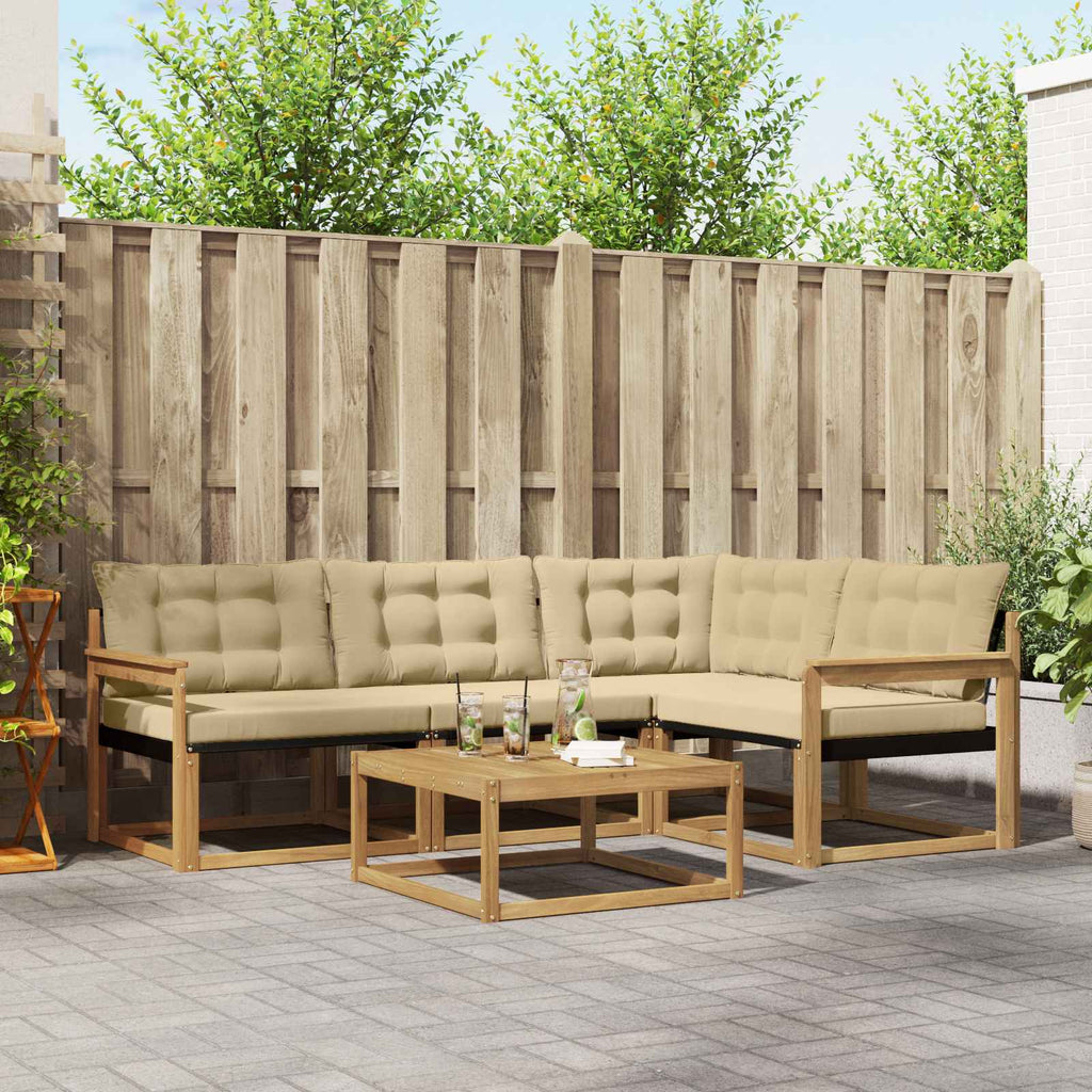 vidaXL Zestaw sof na zewnątrz 5 pcs Biały i Beżowy 79 x 79 x 37 cm