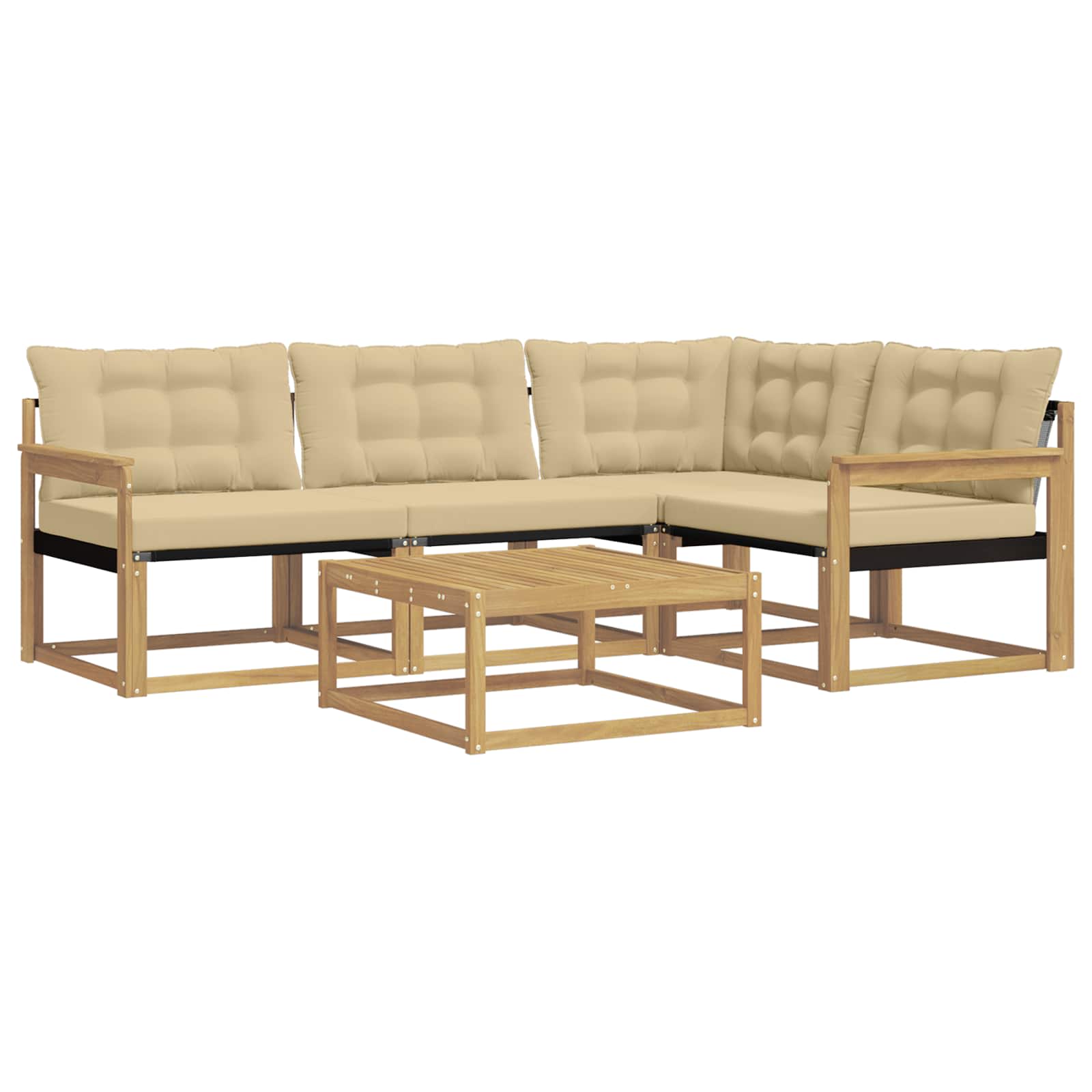 vidaXL Zestaw sof na zewnątrz 5 pcs Biały i Beżowy 79 x 79 x 37 cm