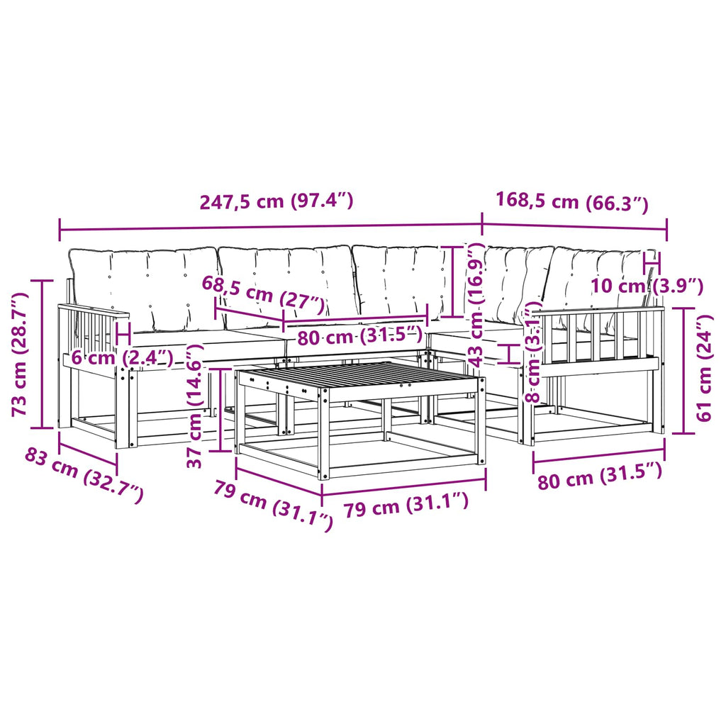 vidaXL Zestaw sof na zewnątrz 5 pcs Biały i kremowy 79 x 79 x 37 cm