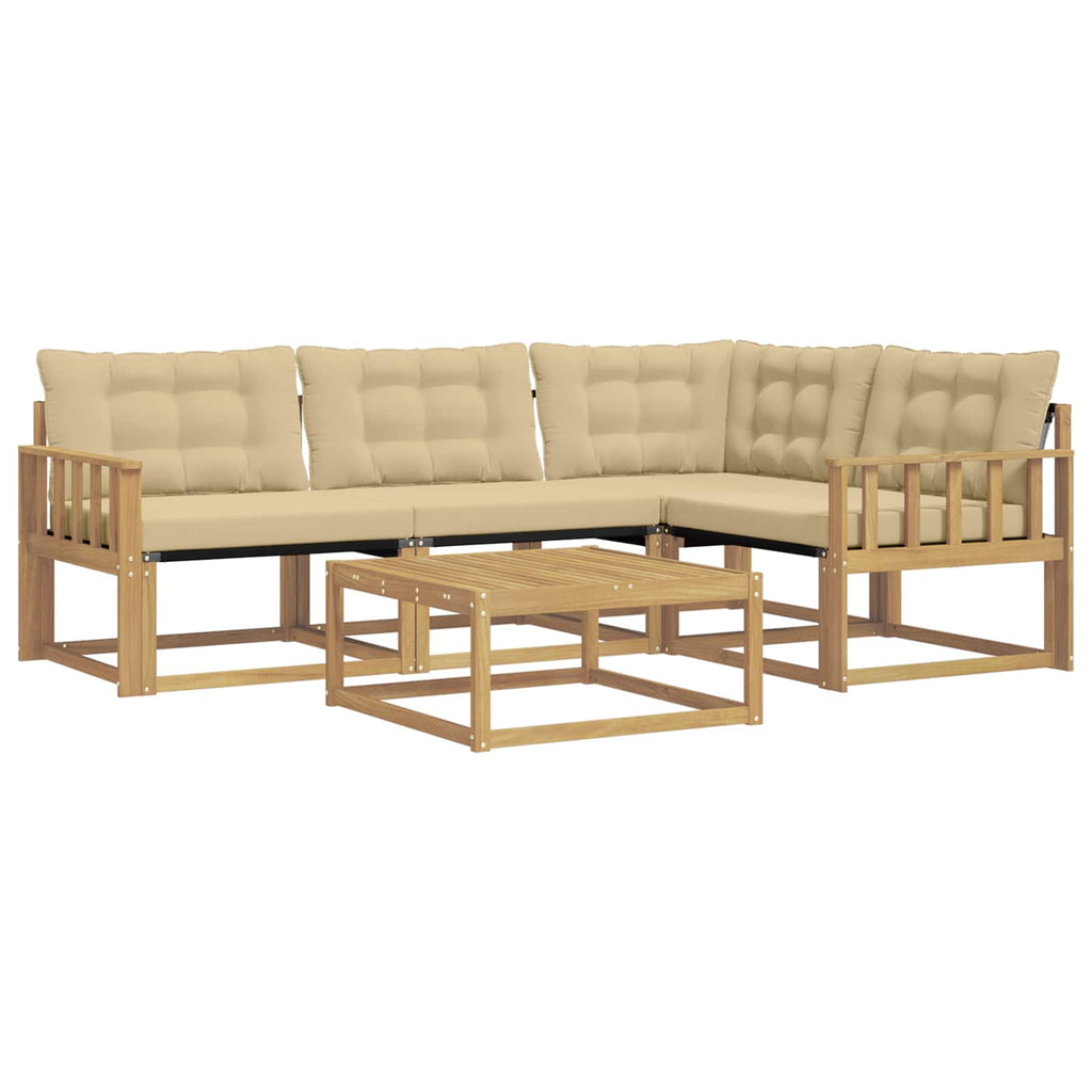 vidaXL Zestaw sof na zewnątrz 5 pcs Biały i Beżowy 79 x 79 x 37 cm