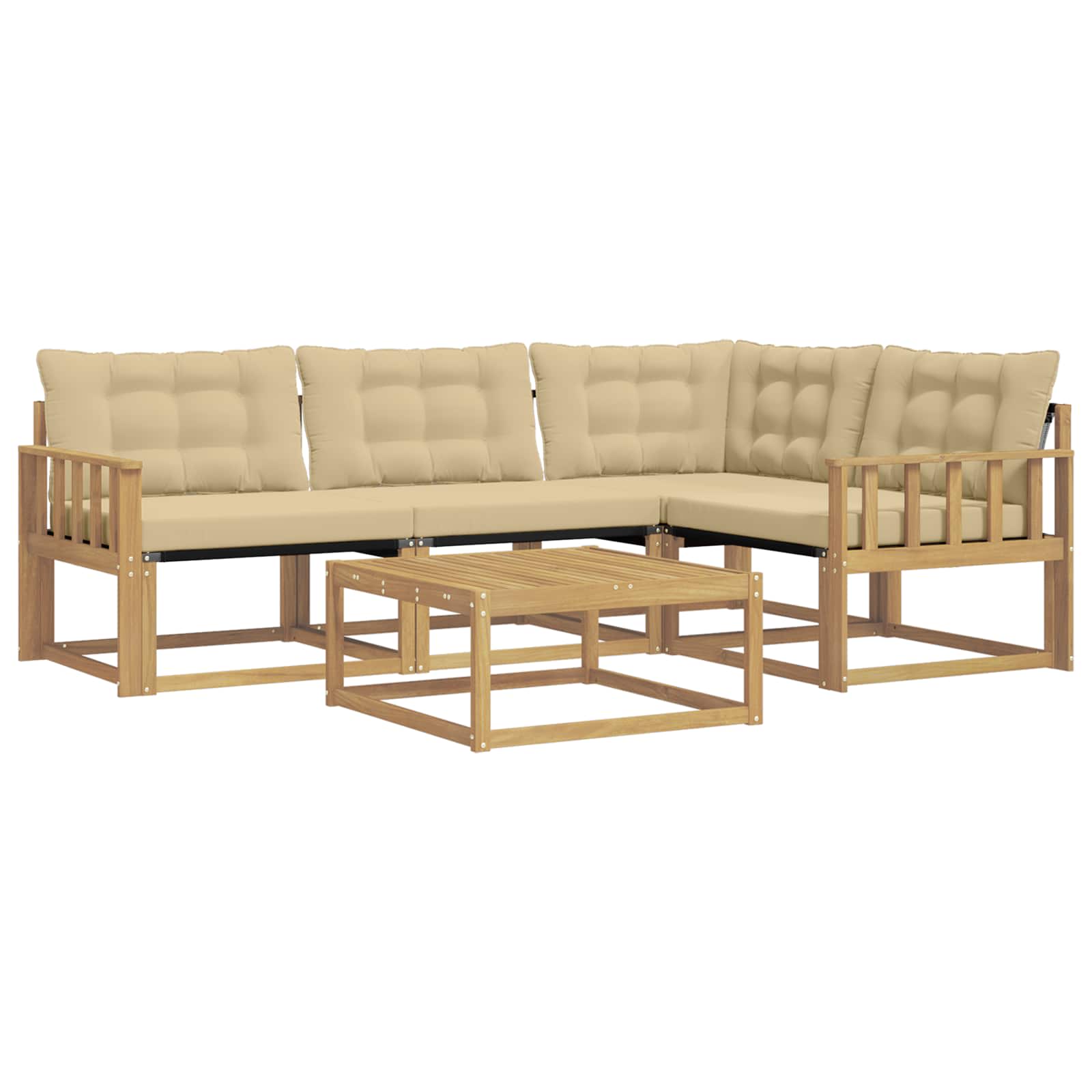 vidaXL Zestaw sof na zewnątrz 5 pcs Biały i Beżowy 79 x 79 x 37 cm