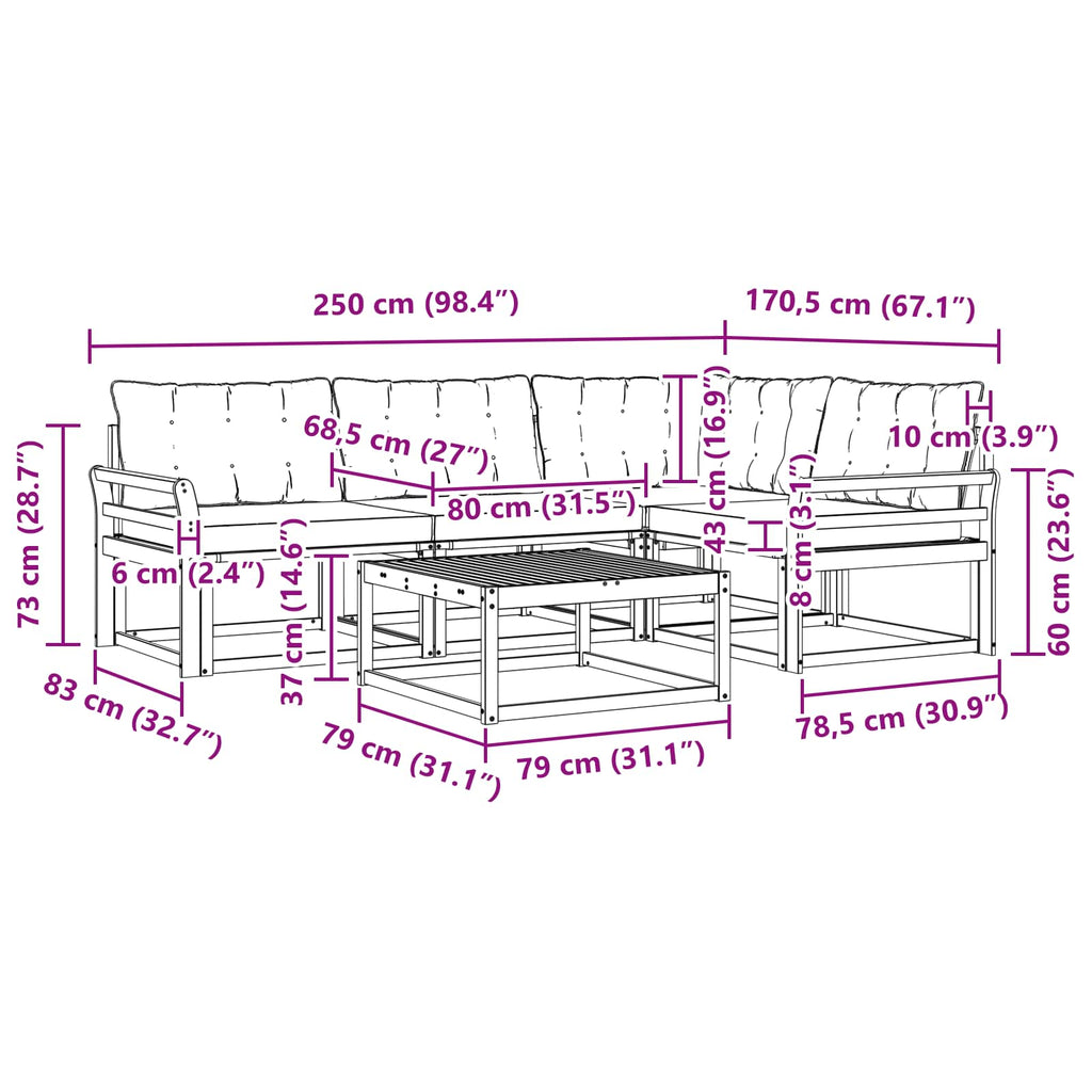 vidaXL Zestaw sof na zewnątrz 5 pcs Biały i kremowy 79 x 79 x 37 cm